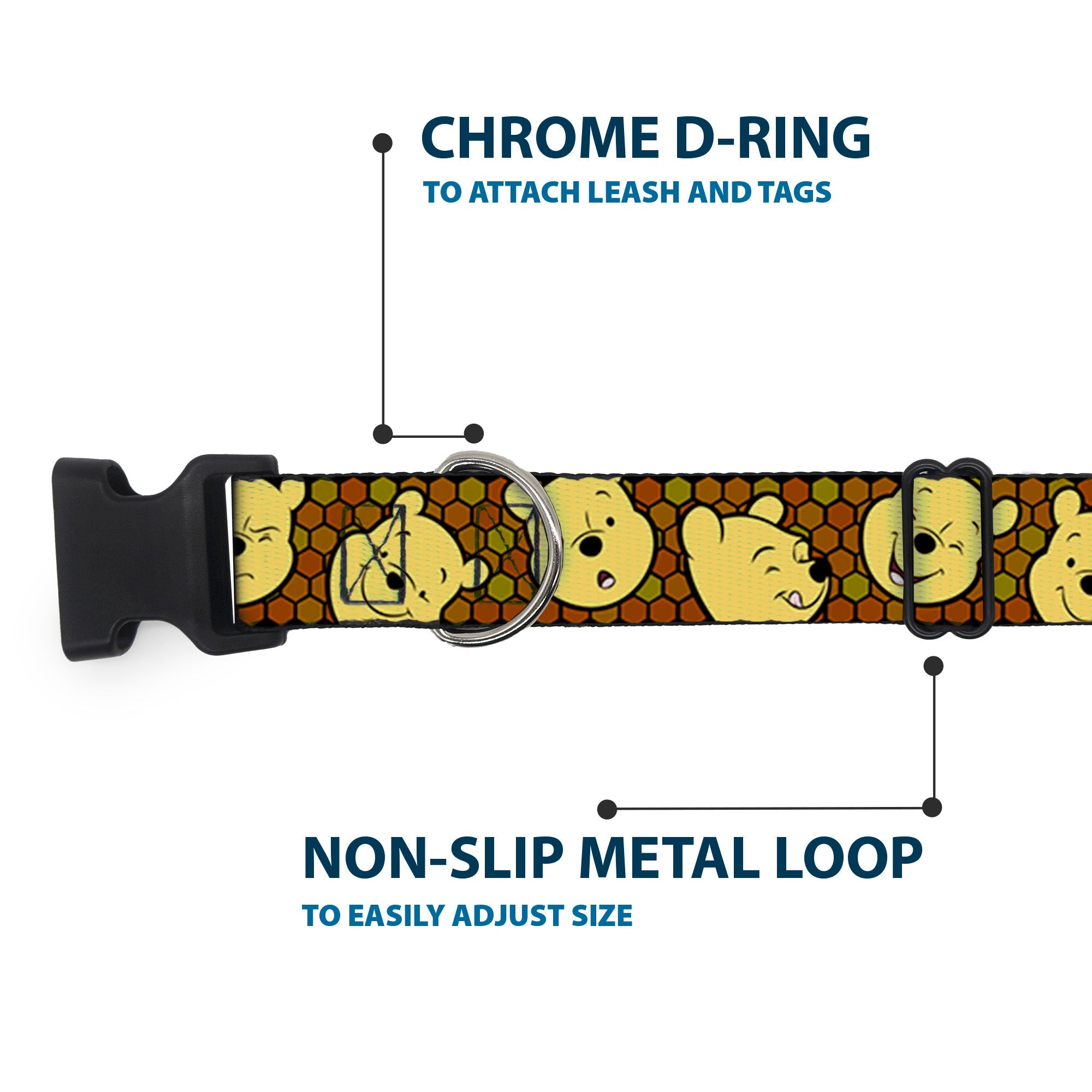 Plastic Clip Collar - Winnie the Pooh Expressions/Honeycomb Black/Browns