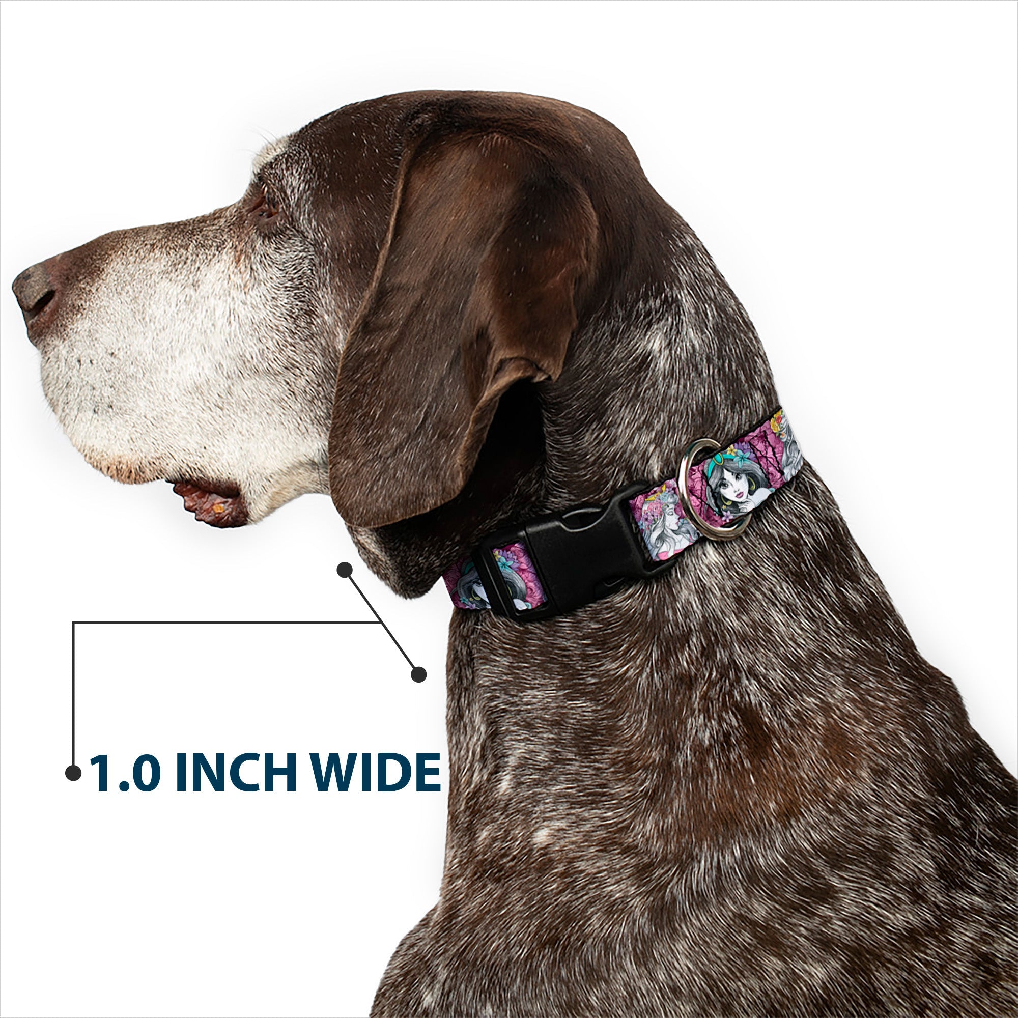 Plastic Clip Collar - Princess Sketch Poses/Floral Collage Pinks/Grays