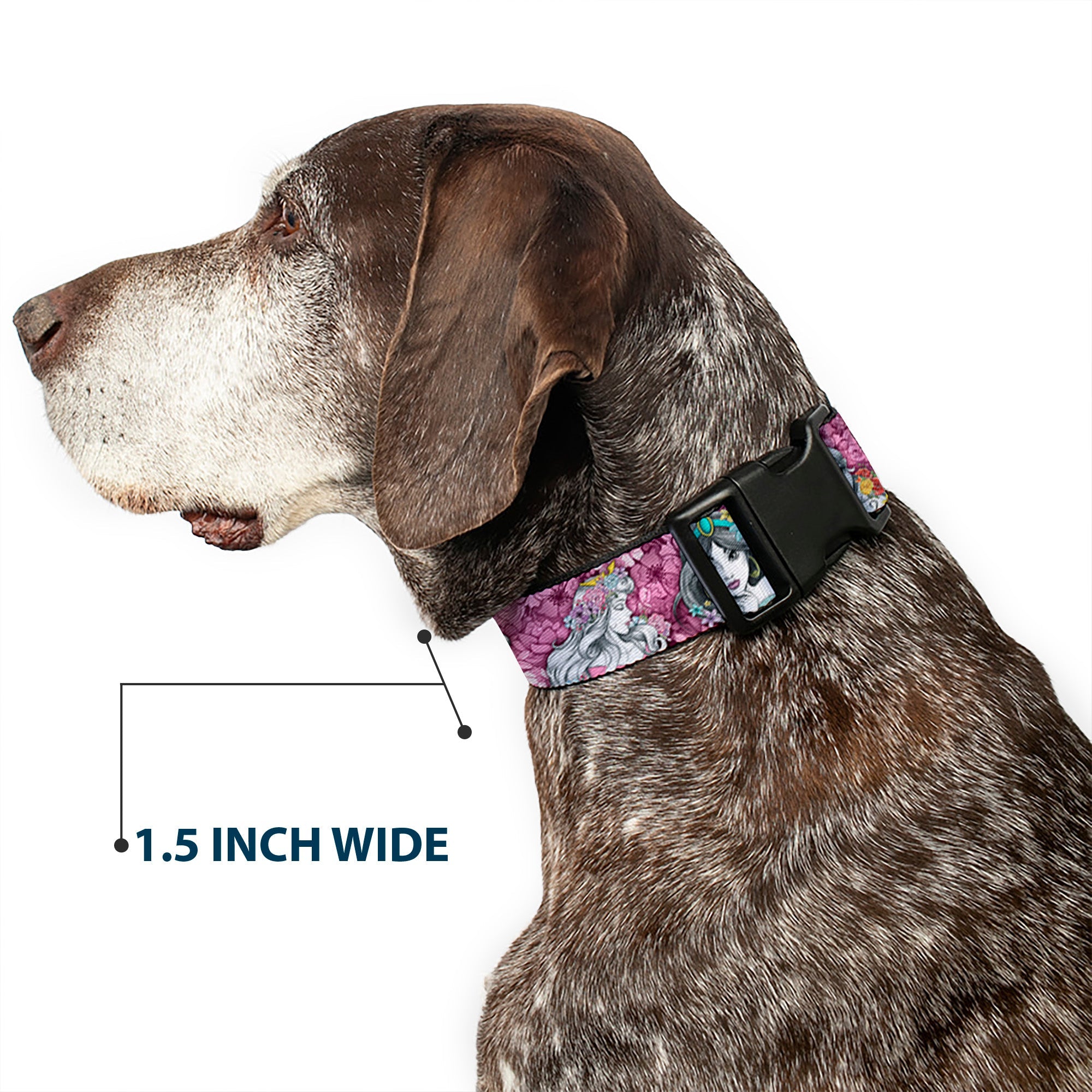 Plastic Clip Collar - Princess Sketch Poses/Floral Collage Pinks/Grays