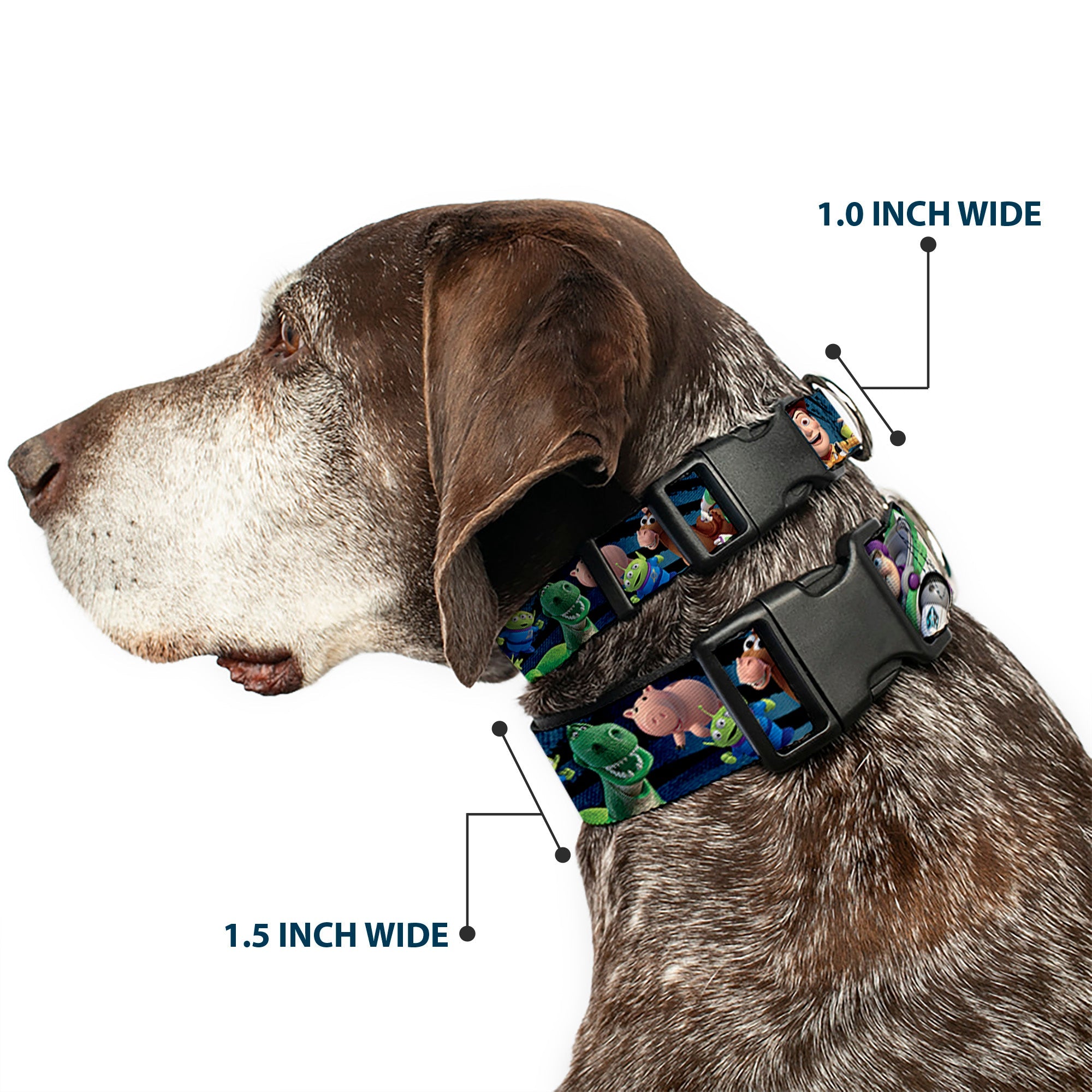 Plastic Clip Collar - Toy Story Characters Running2 Denim Rays