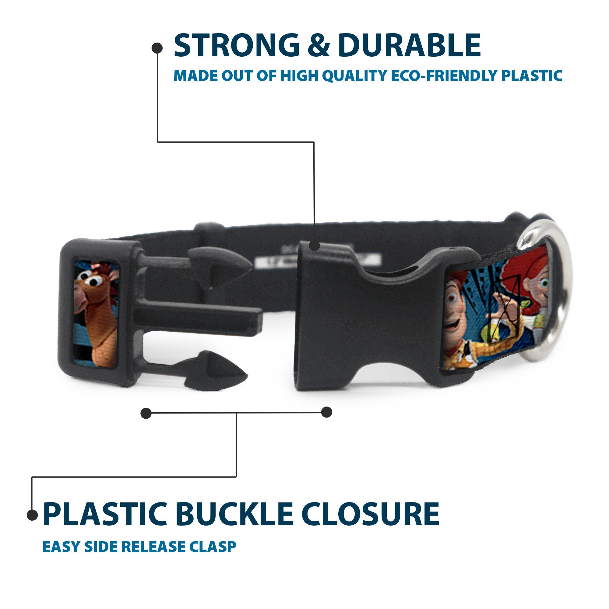 Plastic Clip Collar - Toy Story Characters Running2 Denim Rays