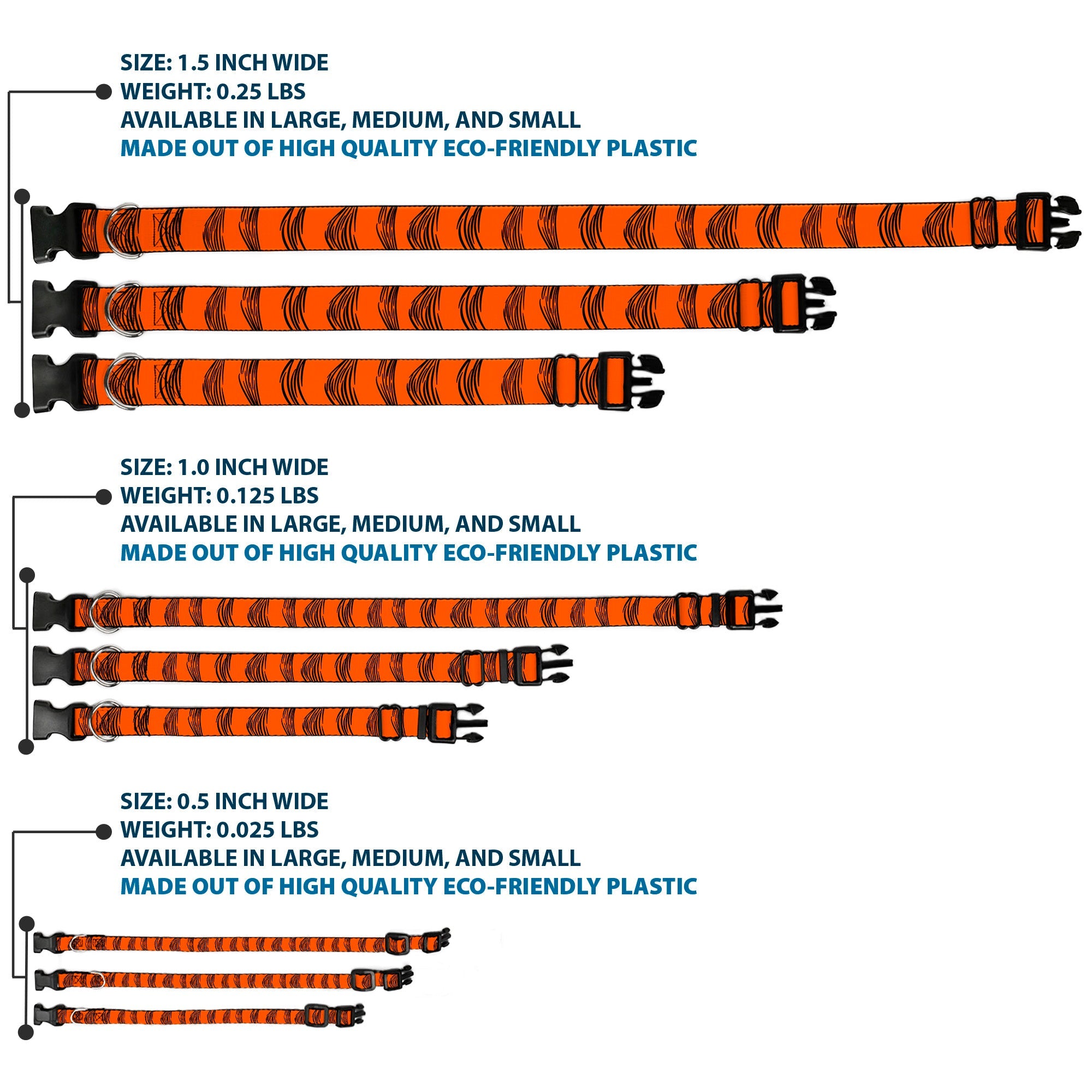 Plastic Clip Collar - Tigger Stripes Orange/Black