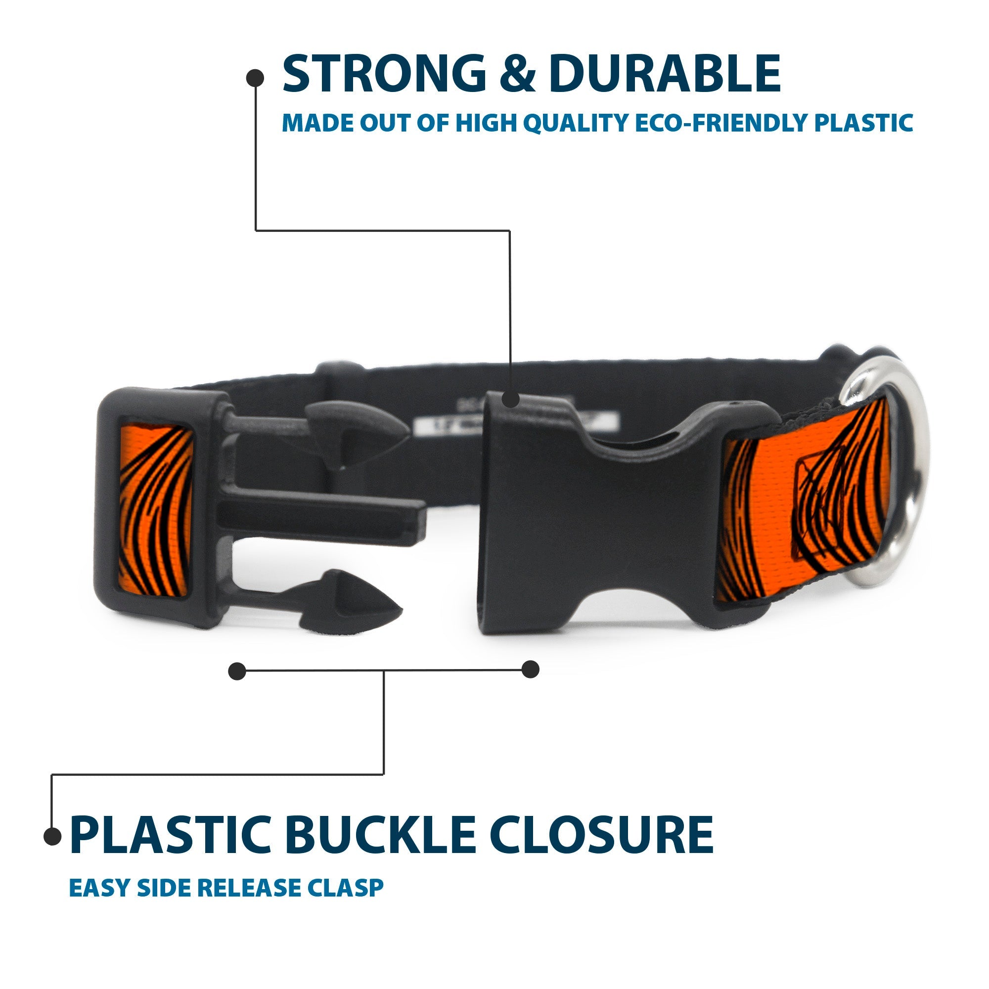 Plastic Clip Collar - Tigger Stripes Orange/Black