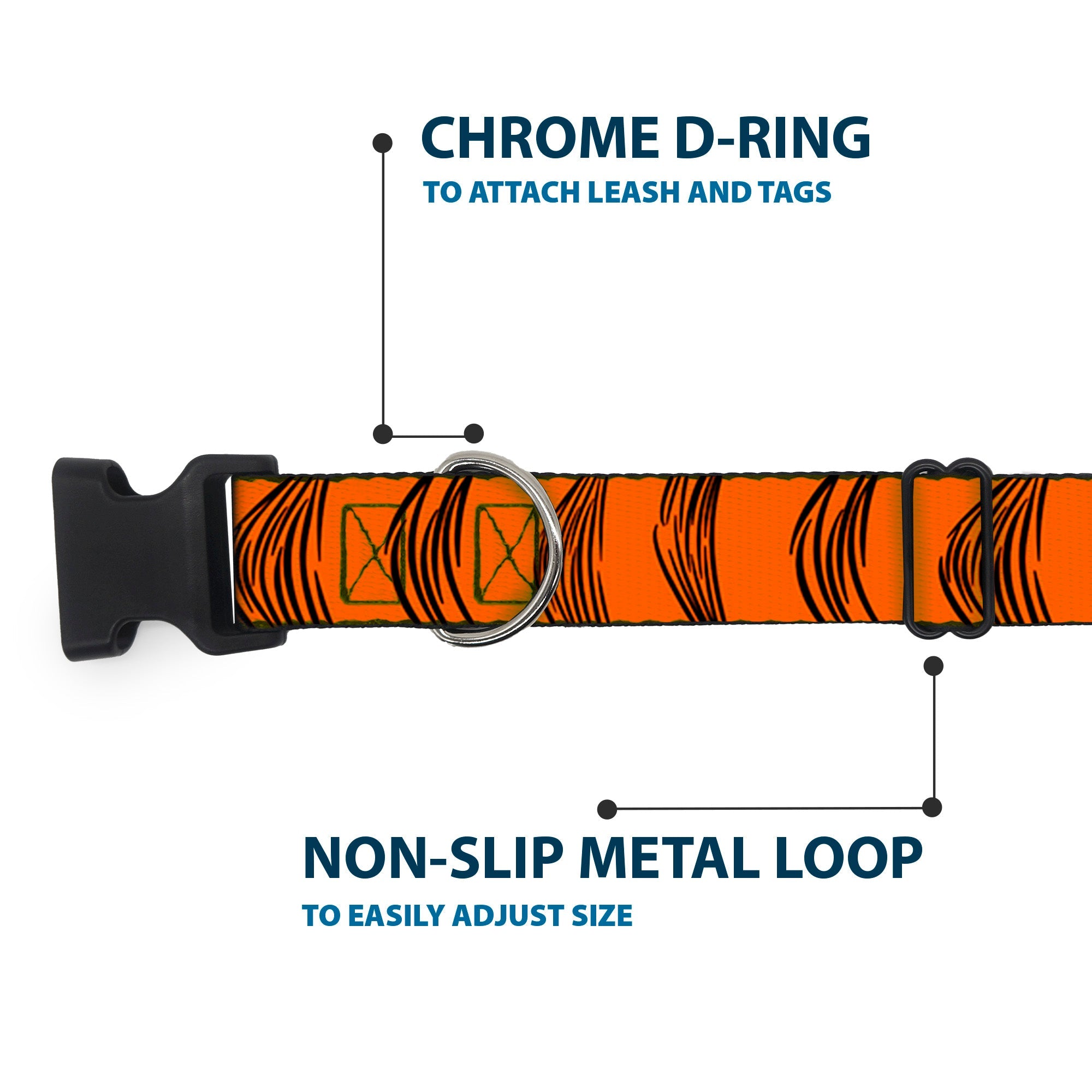 Plastic Clip Collar - Tigger Stripes Orange/Black