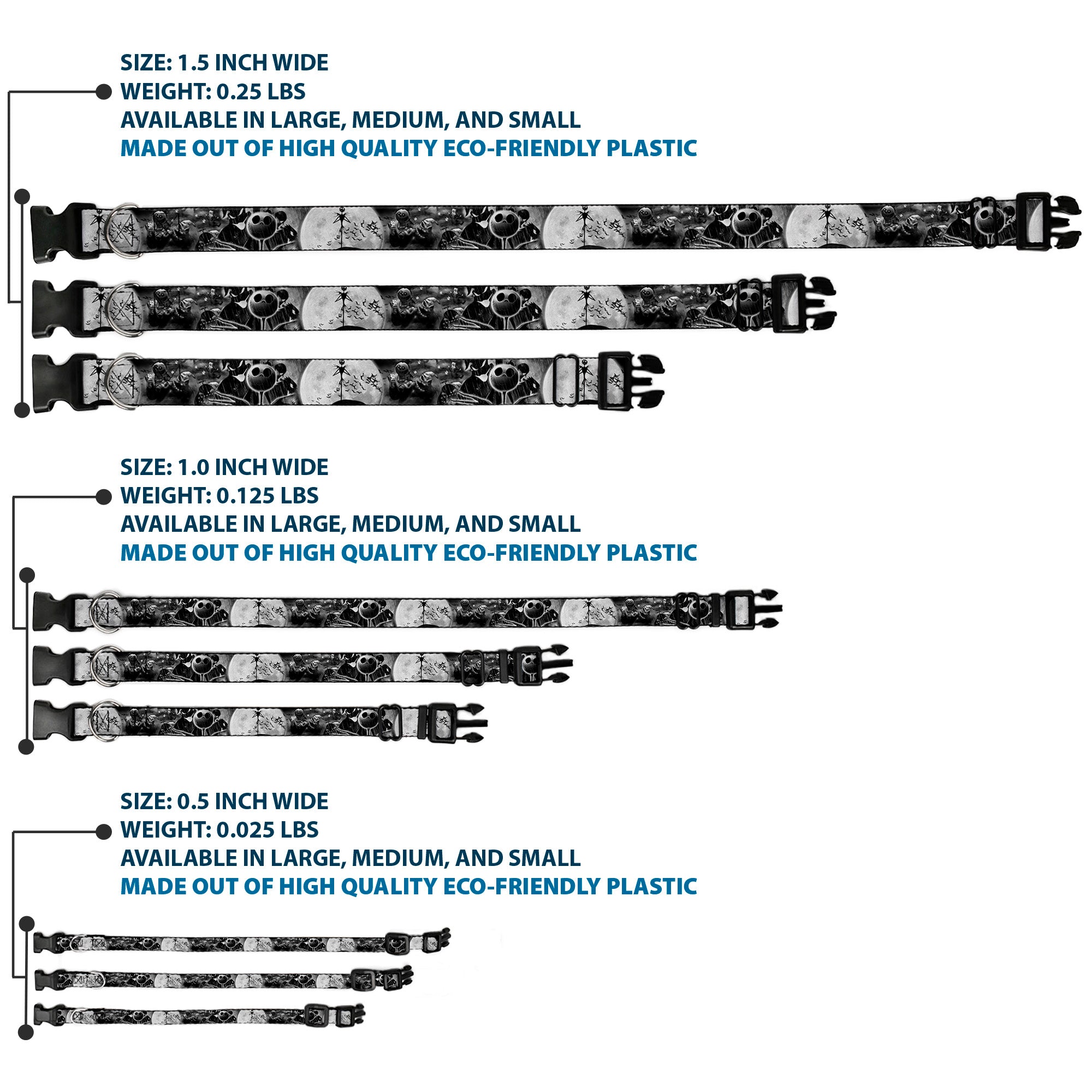 Plastic Clip Collar - Jack & Oogie Boogie Scenes Grays