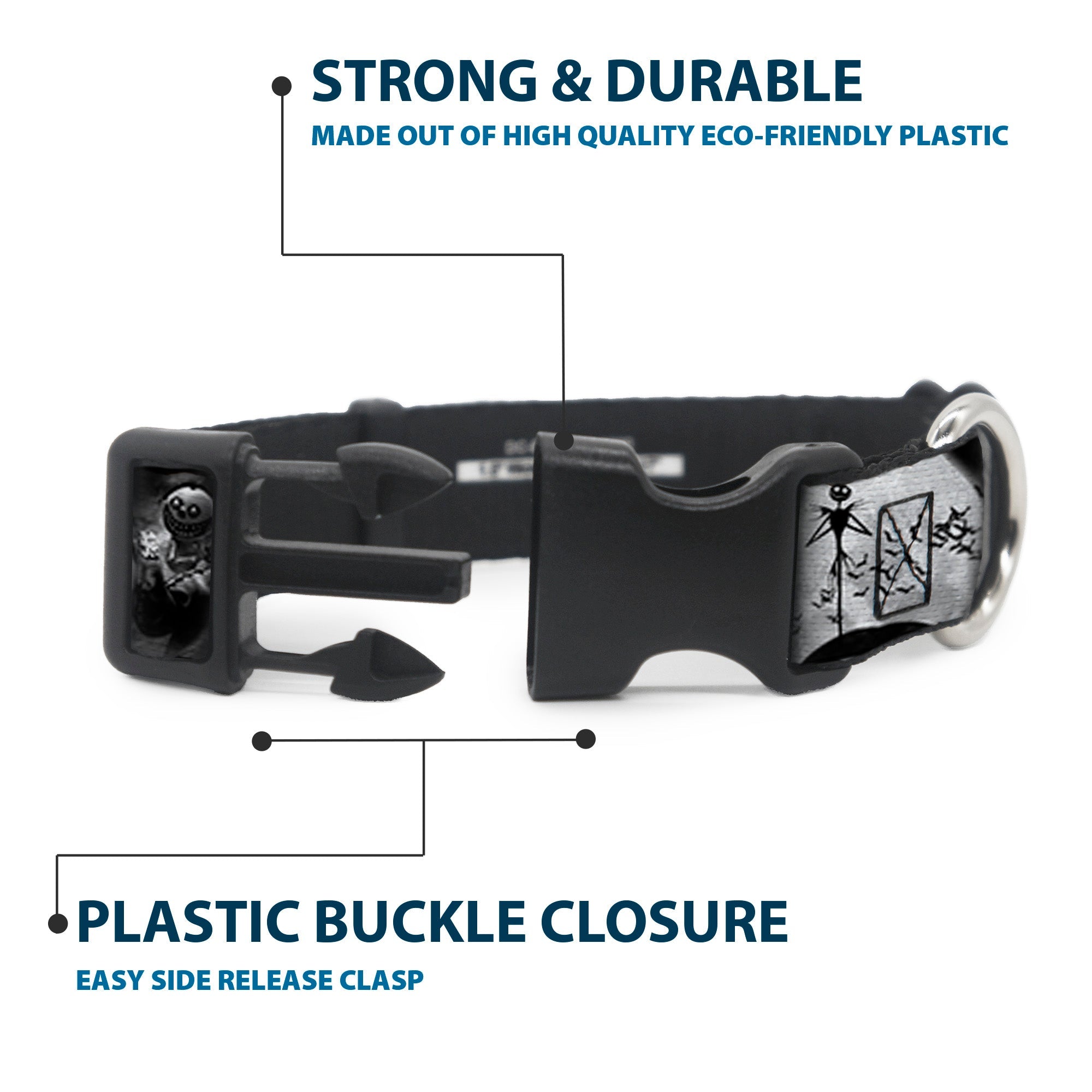 Plastic Clip Collar - Jack & Oogie Boogie Scenes Grays