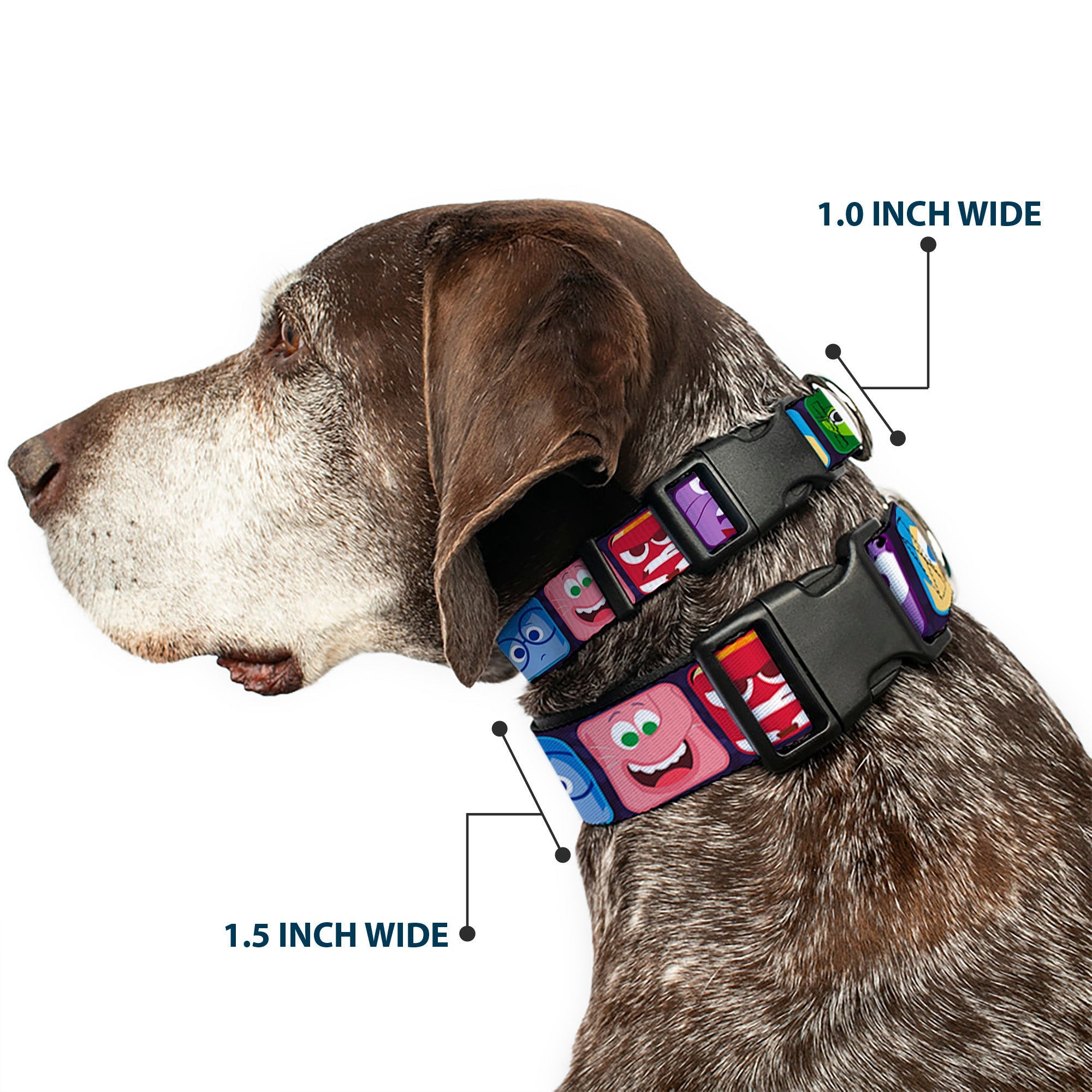 Plastic Clip Collar - Inside Out 6-Character Esxpression Blocks Purple/Multi Color