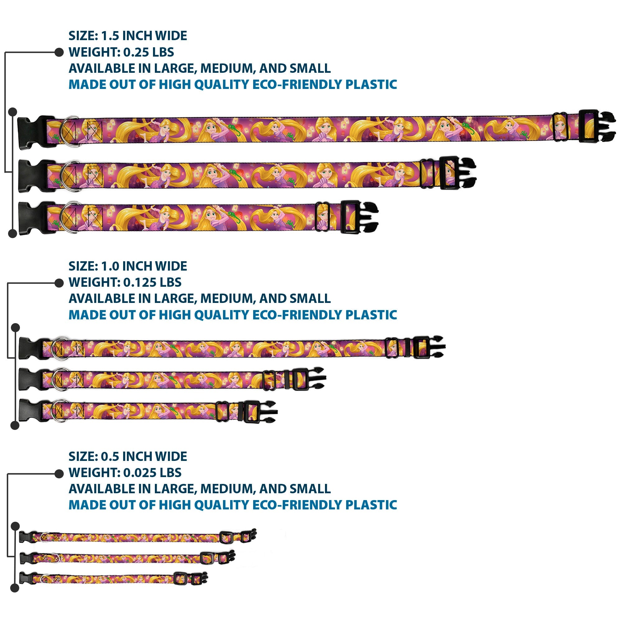 Plastic Clip Collar - Rapunzel 4-Tangled Poses/Pascal/Lights Light Purples