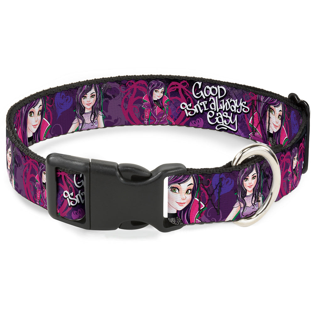 Plastic Clip Collar - Descendants Mal 3-Poses GOOD ISNT ALWAYS/Hearts/Dragons EASY Purples/Pinks