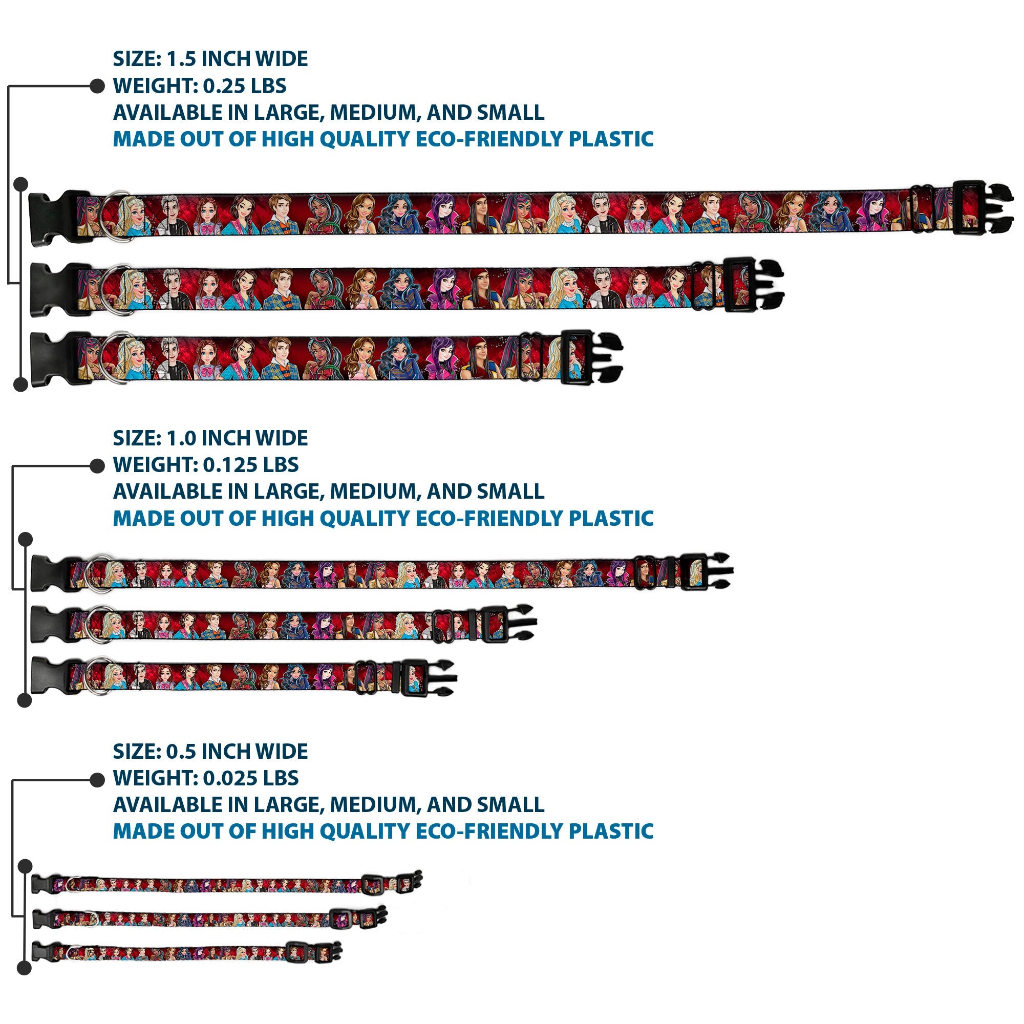 Plastic Clip Collar - Descendants 11-Character Group Pose Reds/Gray