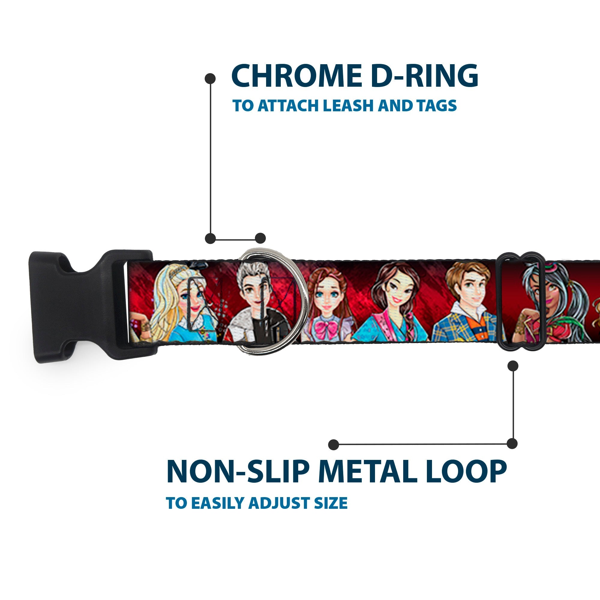 Plastic Clip Collar - Descendants 11-Character Group Pose Reds/Gray