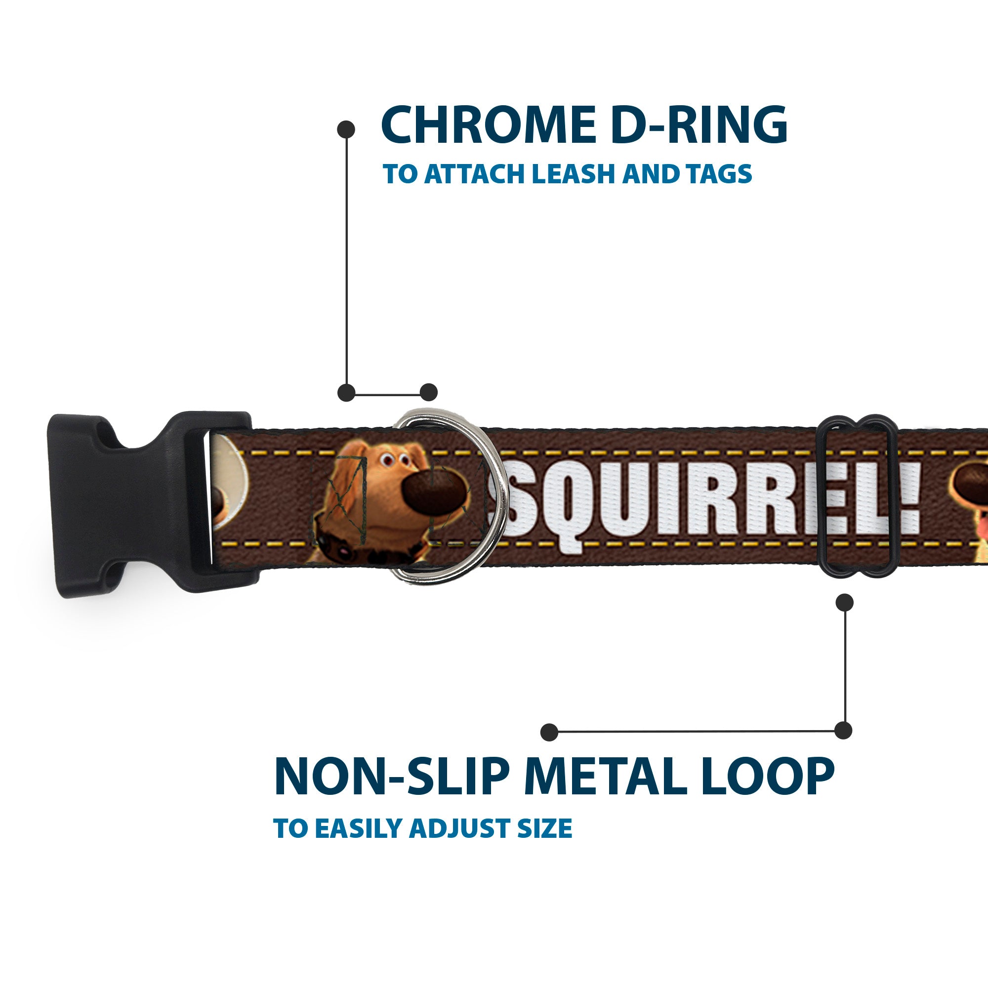 Plastic Clip Collar - Dug 3-Poses/SQUIRREL! Brown/Yellow/White