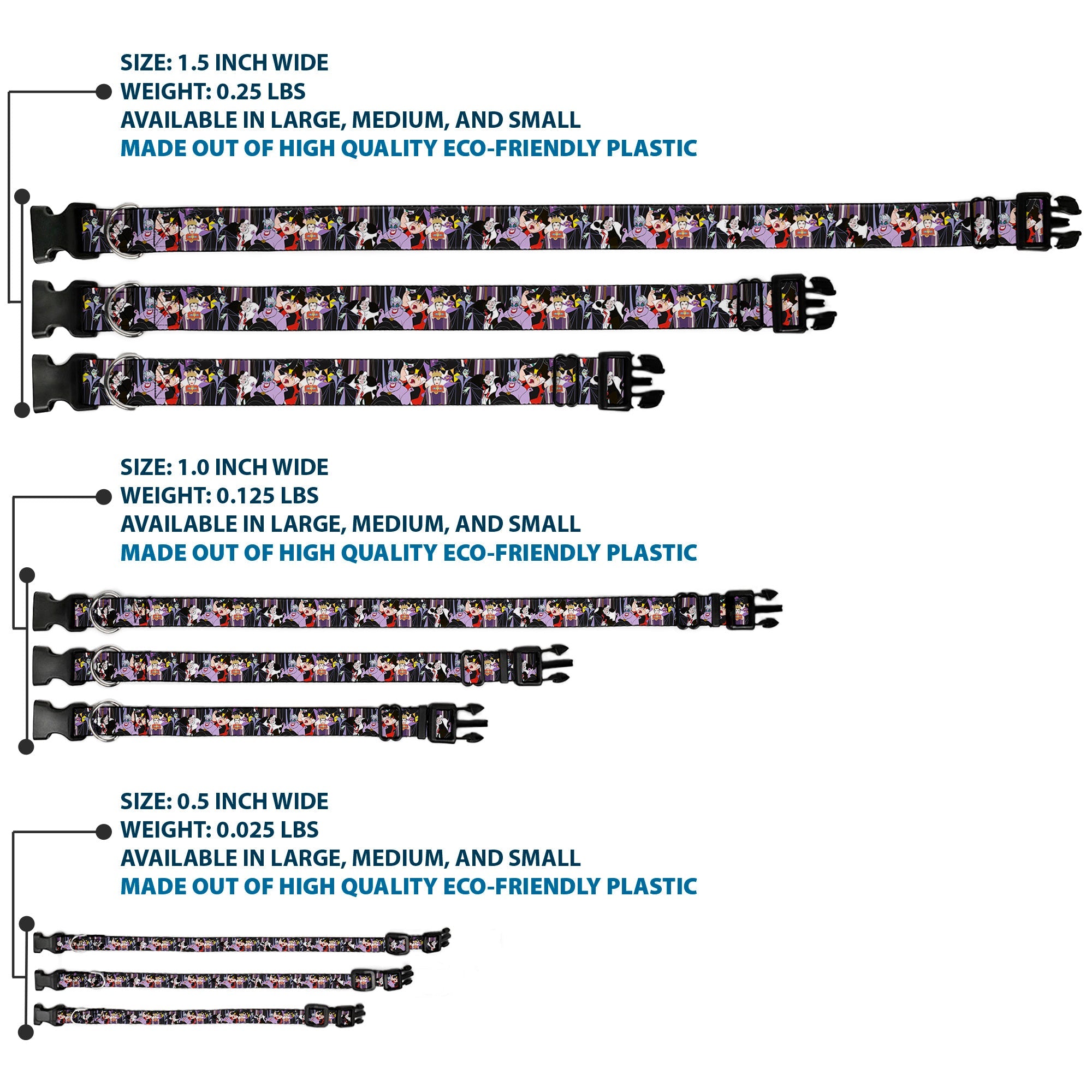 Plastic Clip Collar - 5-Disney Villains Stacked