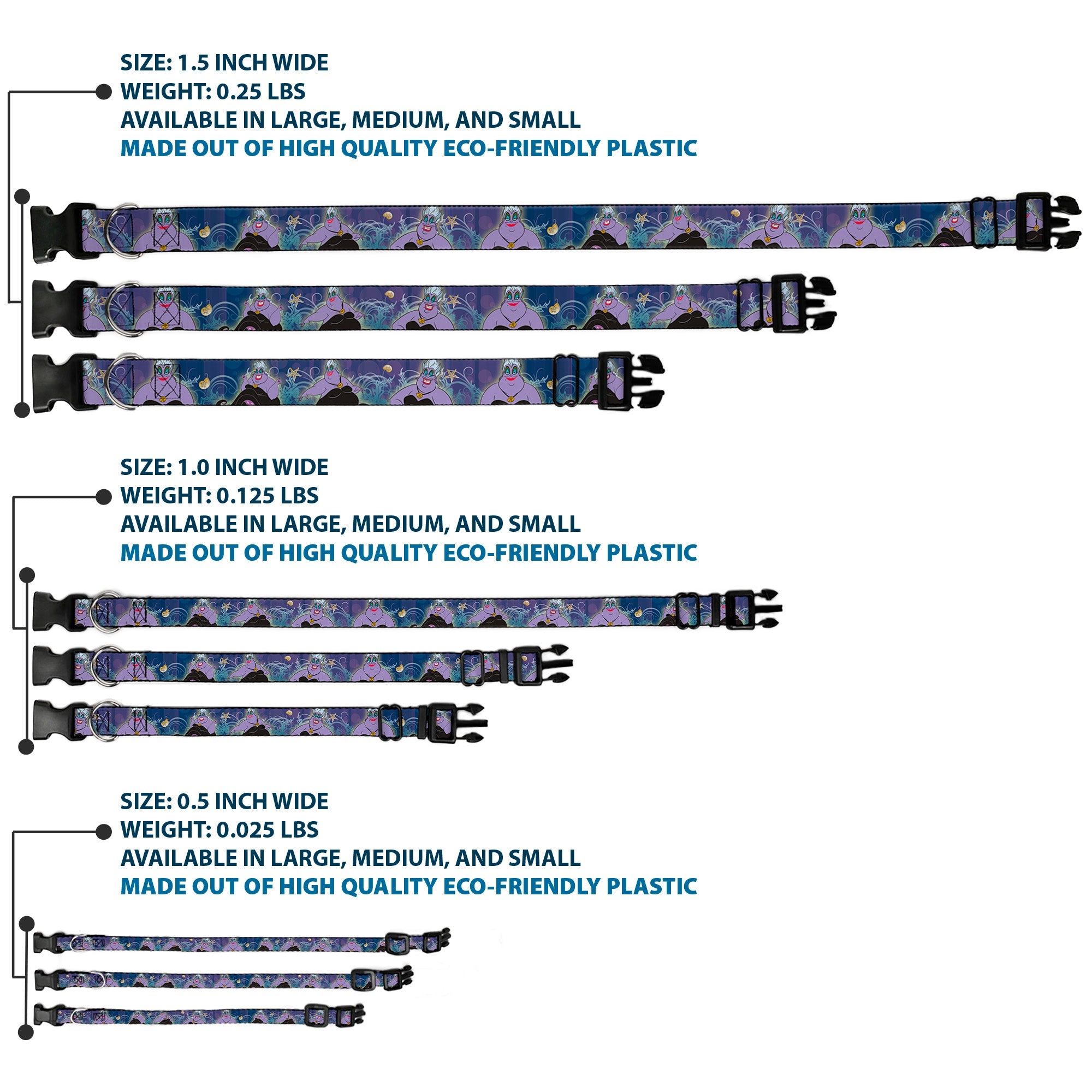 Plastic Clip Collar - Ursula 4-Poses/Shells/Ivy/Bubbles Purples/Blues