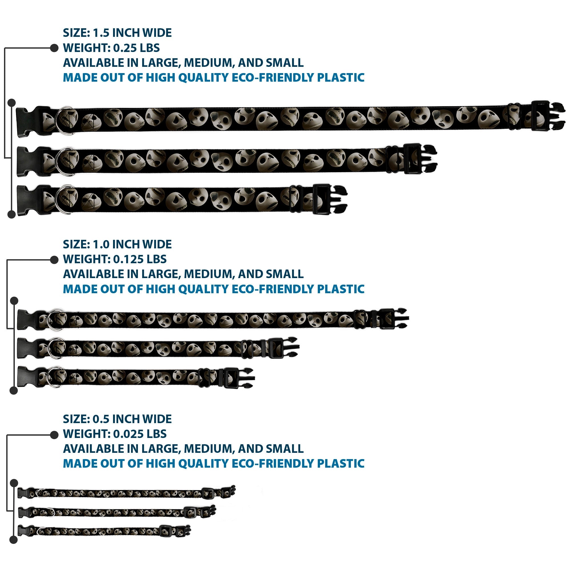 Plastic Clip Collar - Jack 10-Expressions Staggered Black