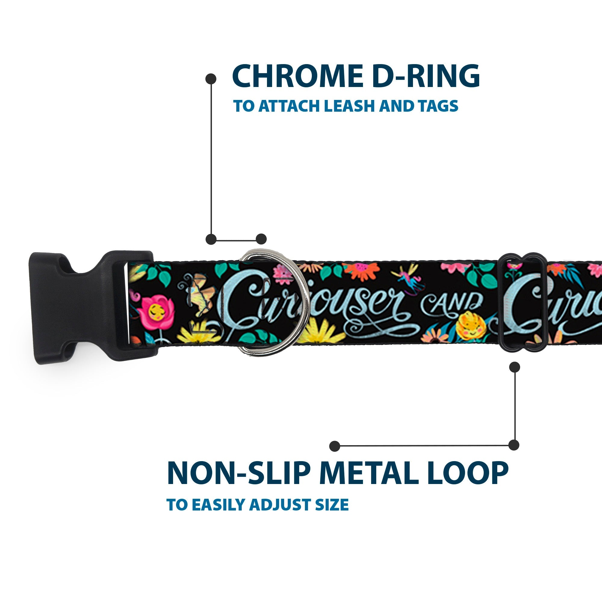 Plastic Clip Collar - CURIOUSER AND CURIOUSER/Flowers of Wonderland Collage