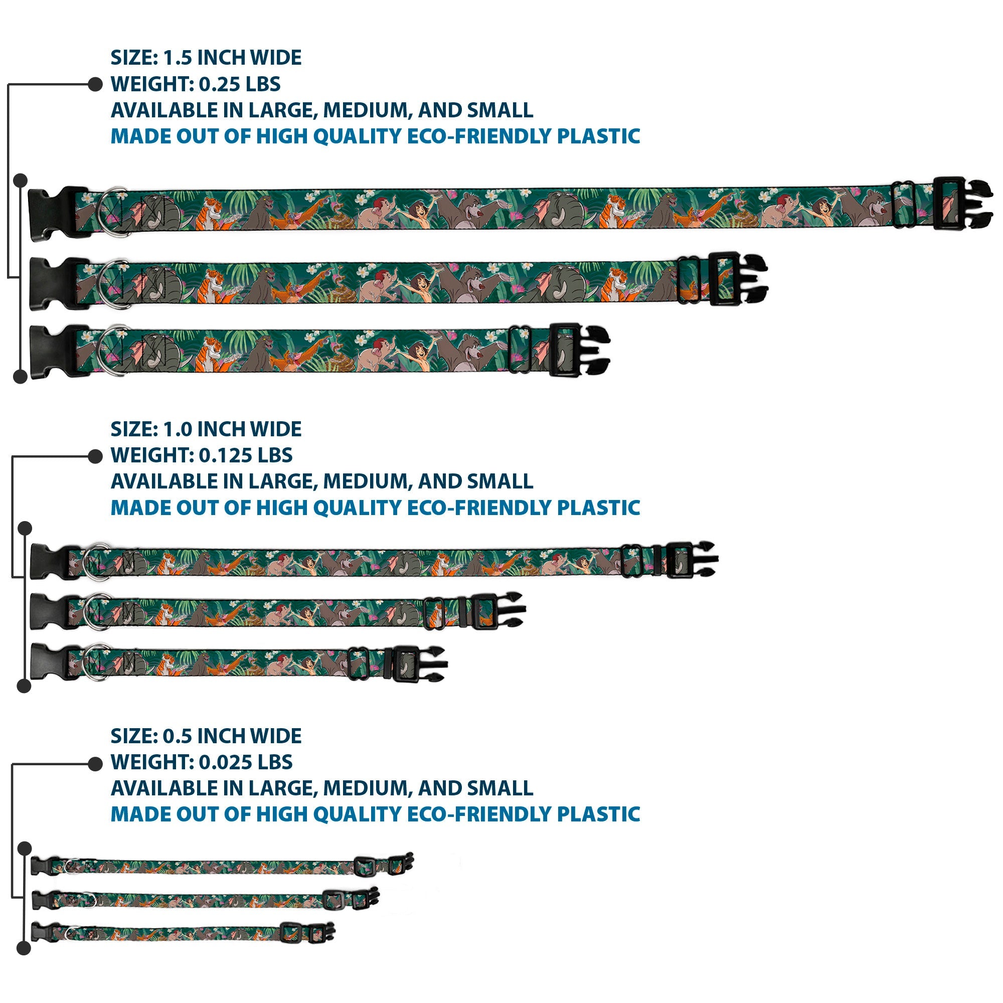 Plastic Clip Collar - The Jungle Book 8-Character Group Greens