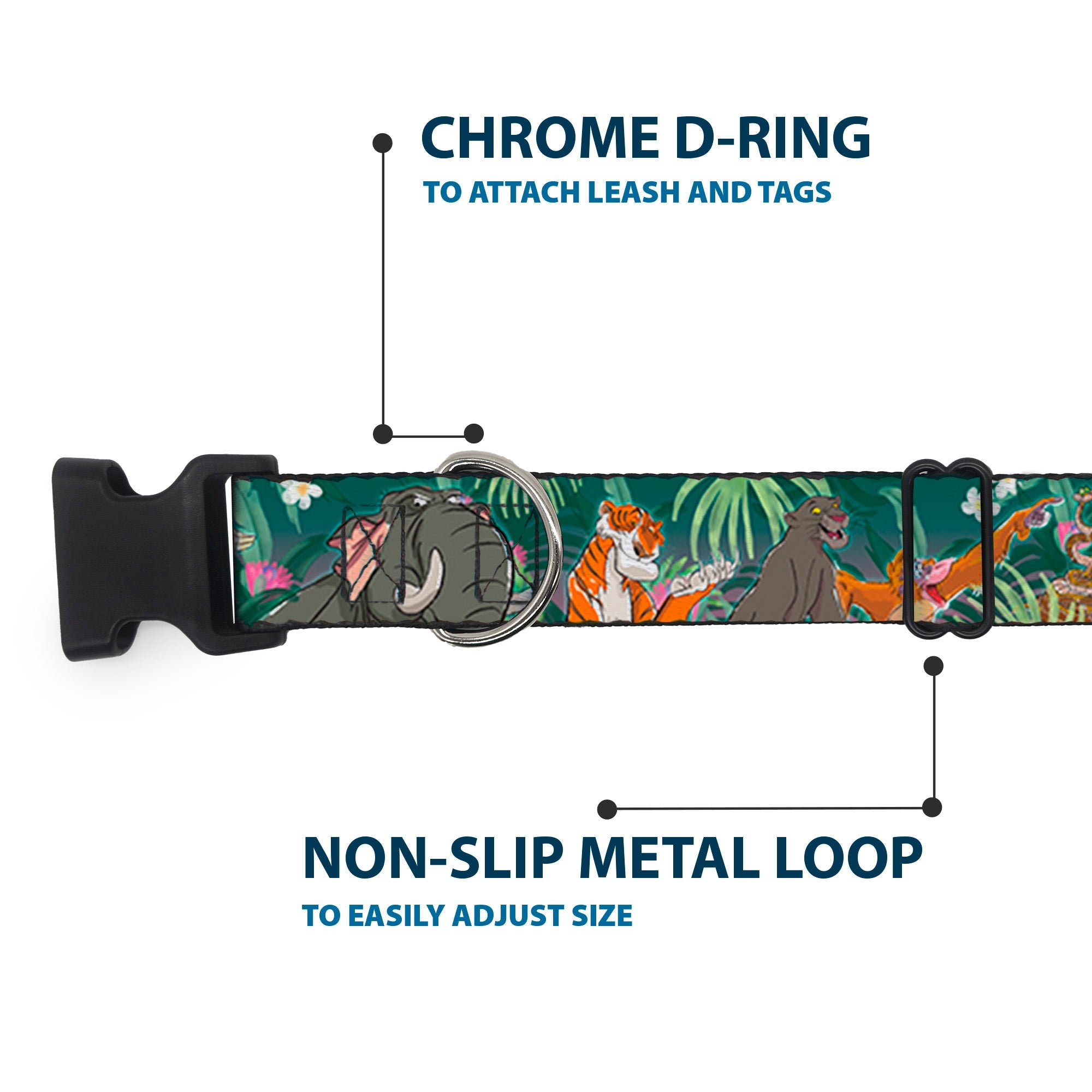 Plastic Clip Collar - The Jungle Book 8-Character Group Greens