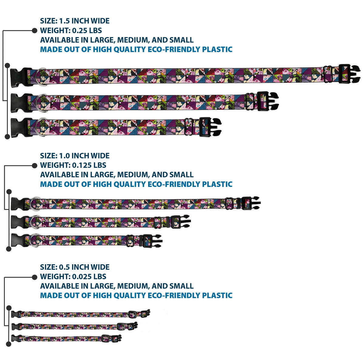 Plastic Clip Collar - Alice in Wonderland Kaleidoscope Scenes