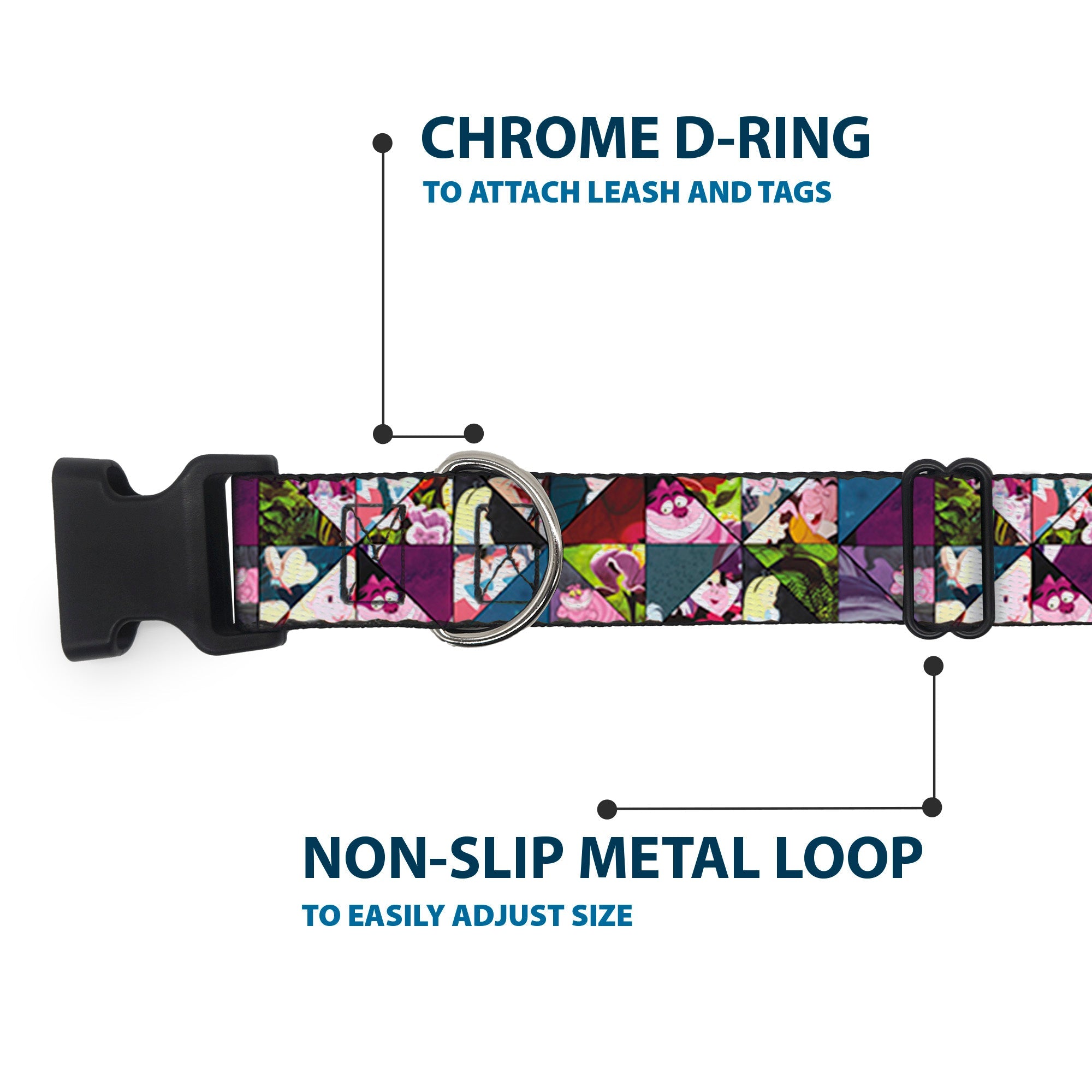 Plastic Clip Collar - Alice in Wonderland Kaleidoscope Scenes