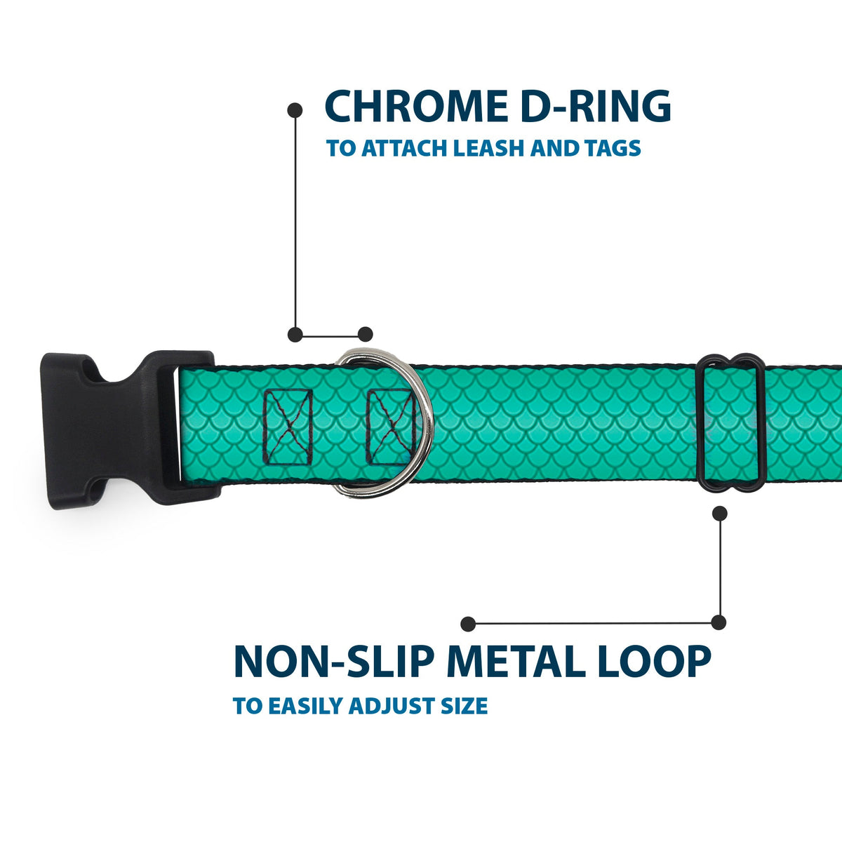 Plastic Clip Collar - Ariels Scales Turquoise Blues