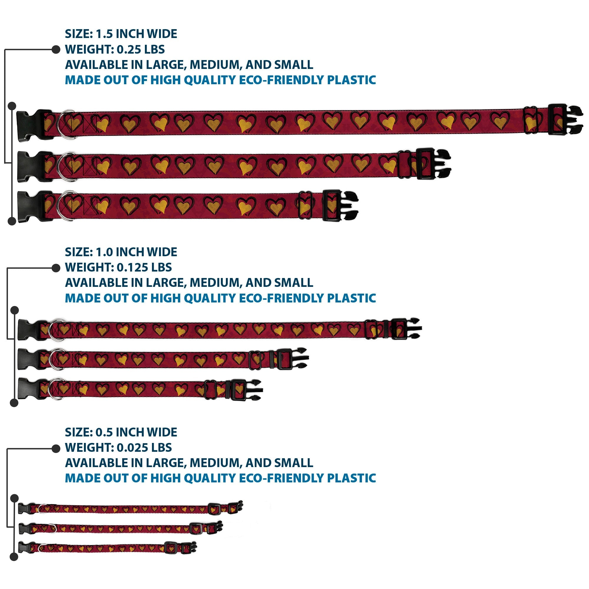 Plastic Clip Collar - Alice in Wonderland Queens Hearts Reds/Black/Gold