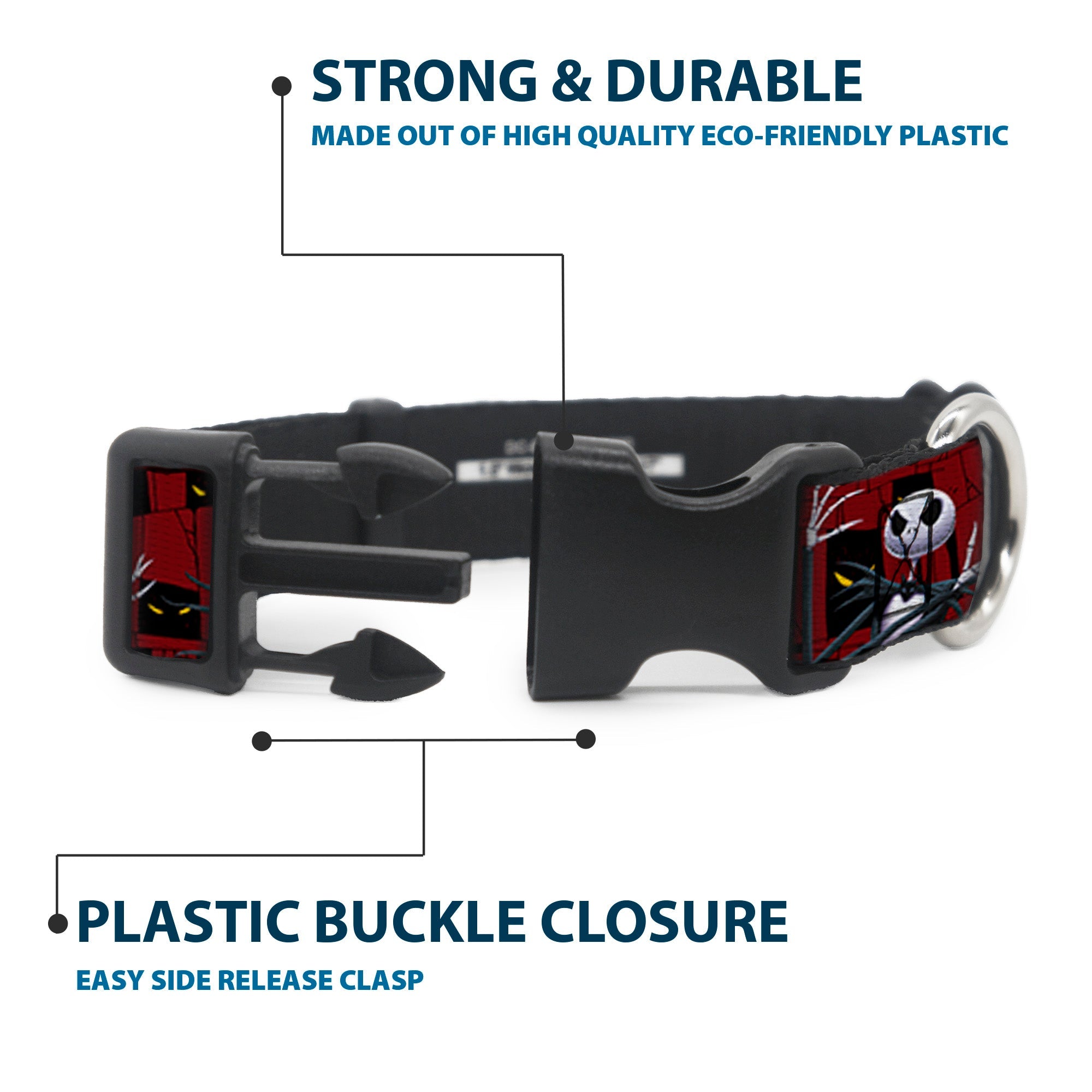 Plastic Clip Collar - Nightmare Before Christmas 3-Jack Poses/Peeping Eyes Burgundy/Black/Yellow