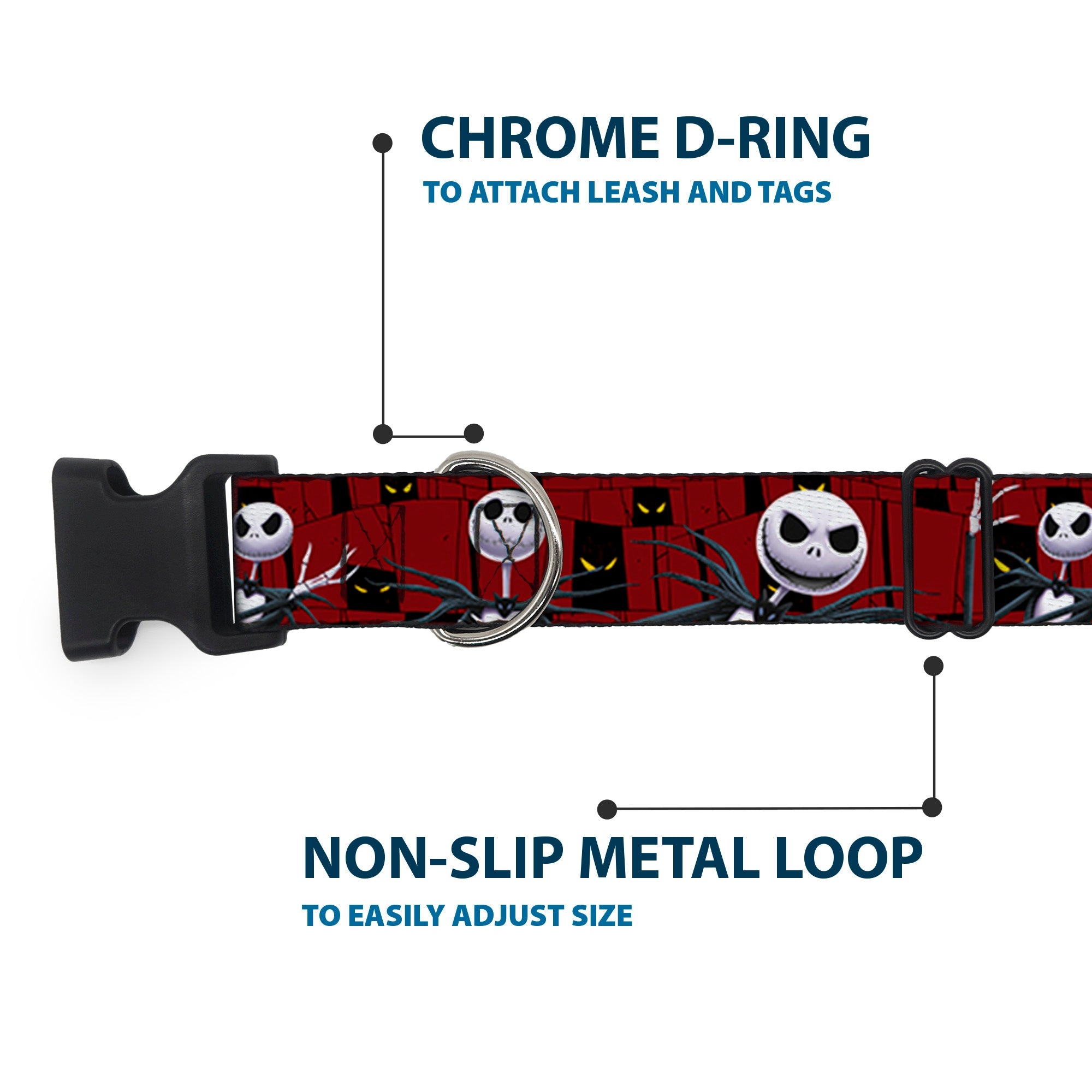 Plastic Clip Collar - Nightmare Before Christmas 3-Jack Poses/Peeping Eyes Burgundy/Black/Yellow