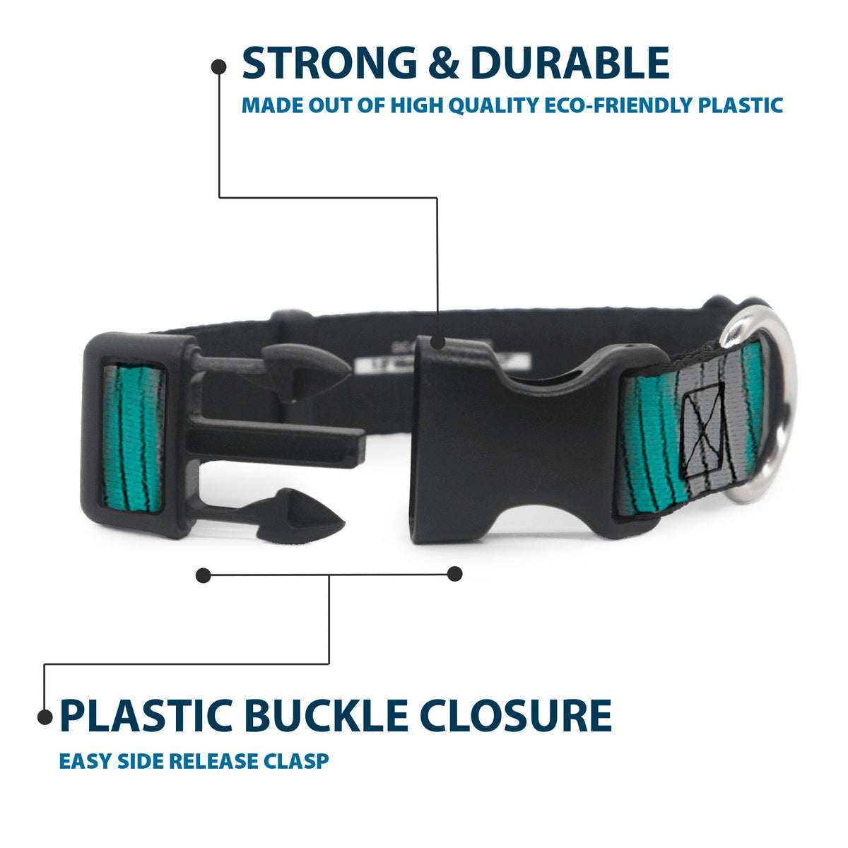 Plastic Clip Collar - Cheshire Cat Stripes Gray/Teal/Black