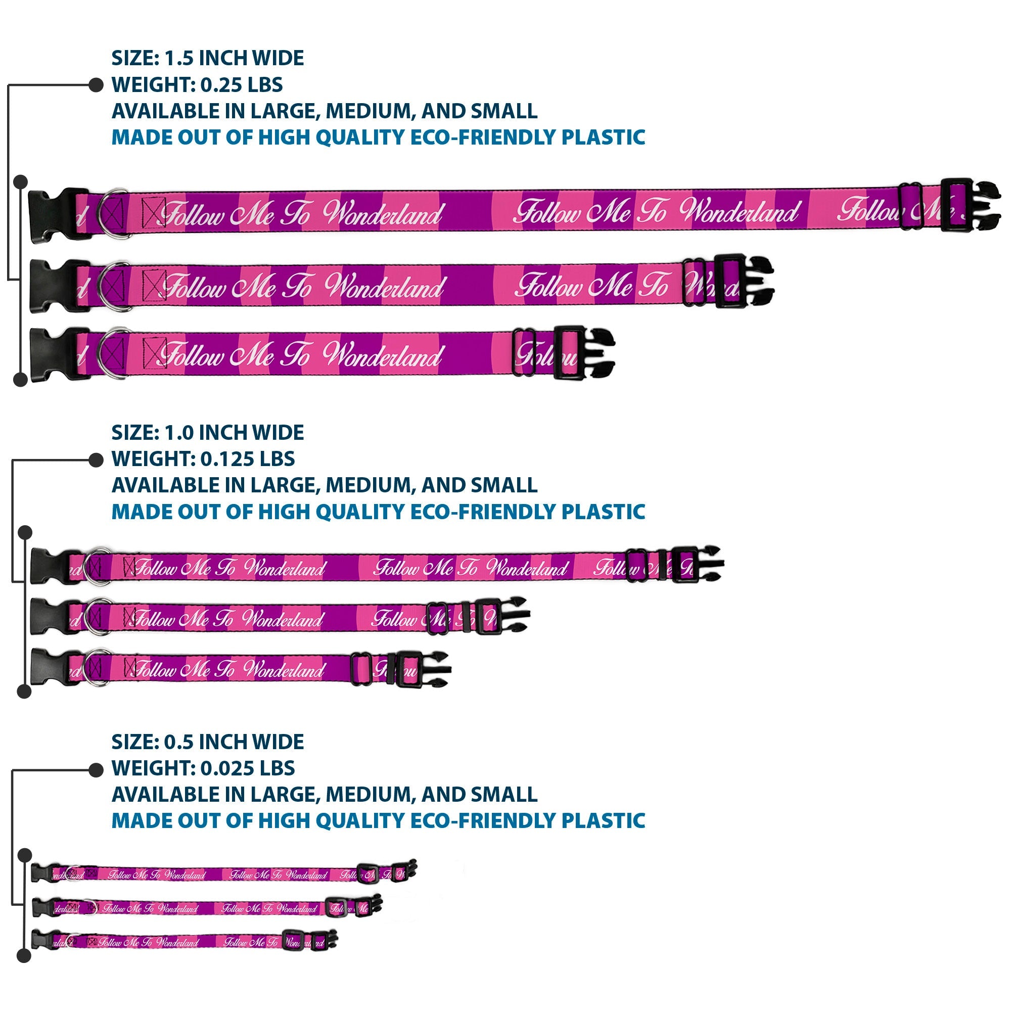 Plastic Clip Collar - Cheshire Cat Stripe/FOLLOW ME TO WONDERLAND Pink/Purple/White