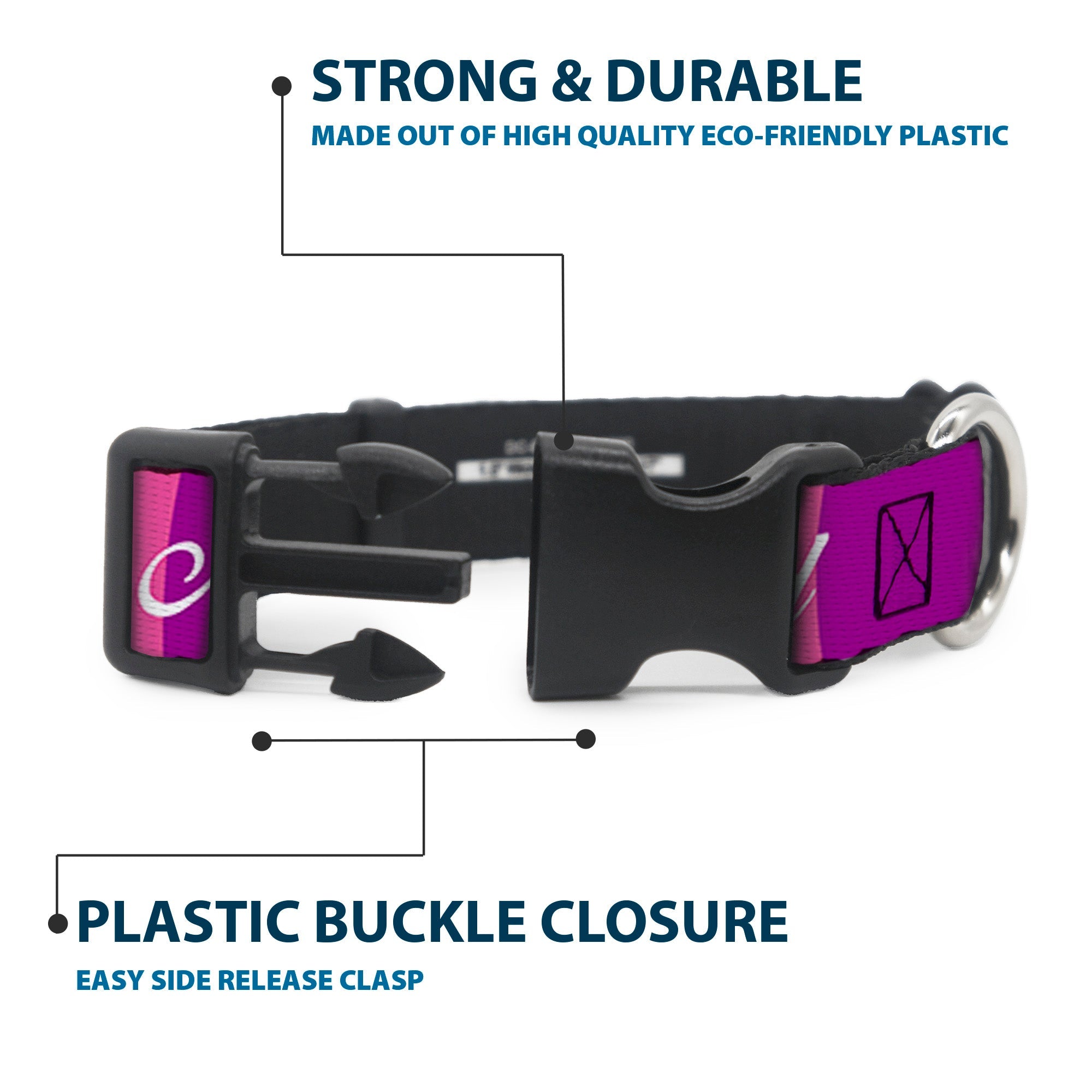Plastic Clip Collar - Cheshire Cat Stripe/FOLLOW ME TO WONDERLAND Pink/Purple/White