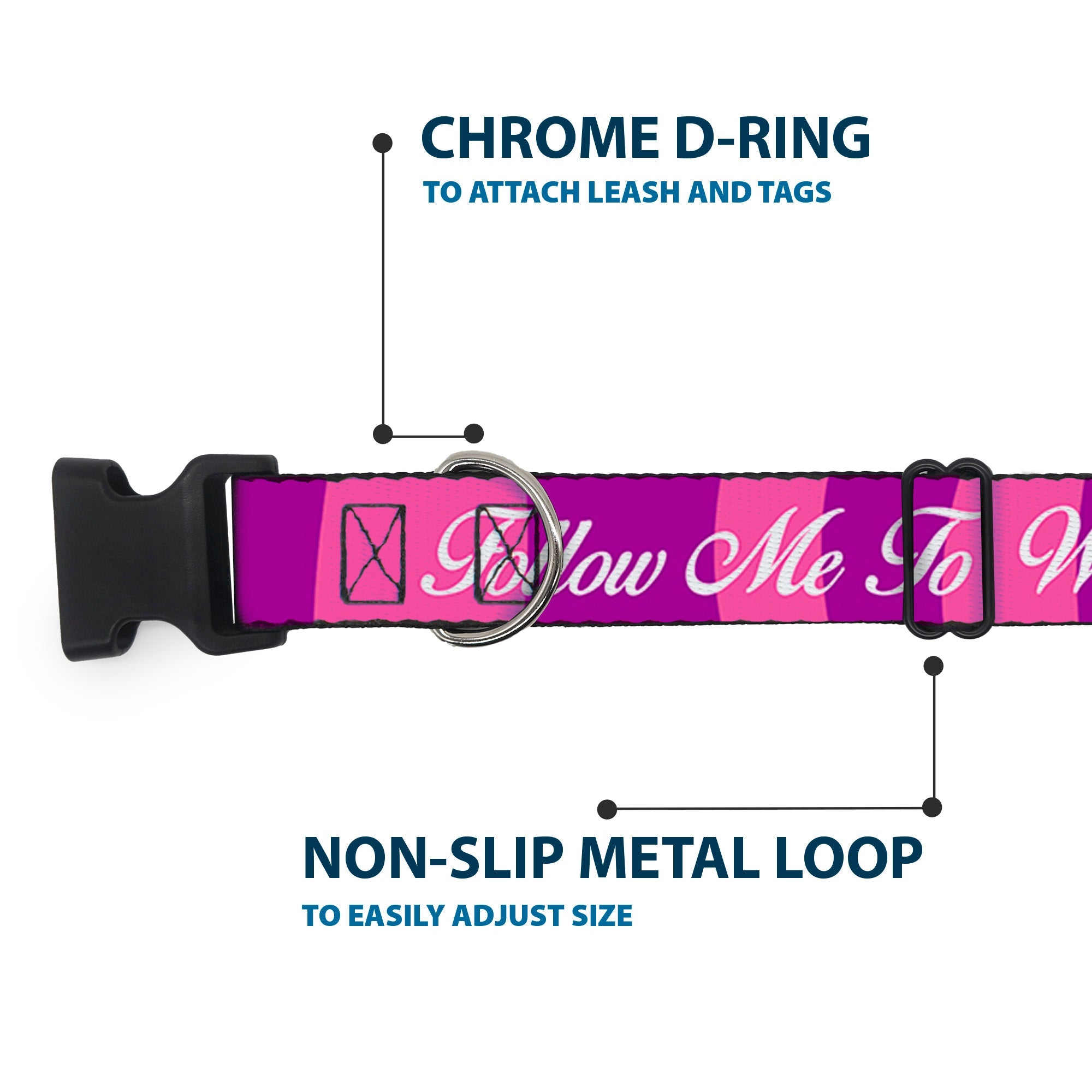 Plastic Clip Collar - Cheshire Cat Stripe/FOLLOW ME TO WONDERLAND Pink/Purple/White