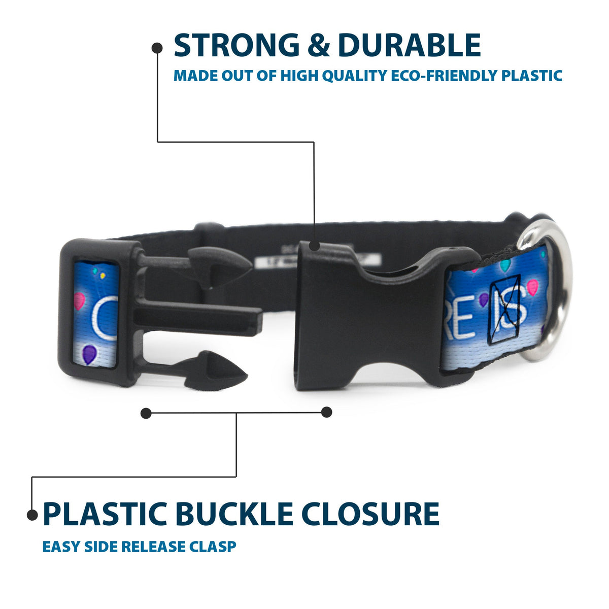 Plastic Clip Collar - ADVENTURE IS OUT THERE/Carl on Porch/Flying House/Balloons Blues/White/Multi Color