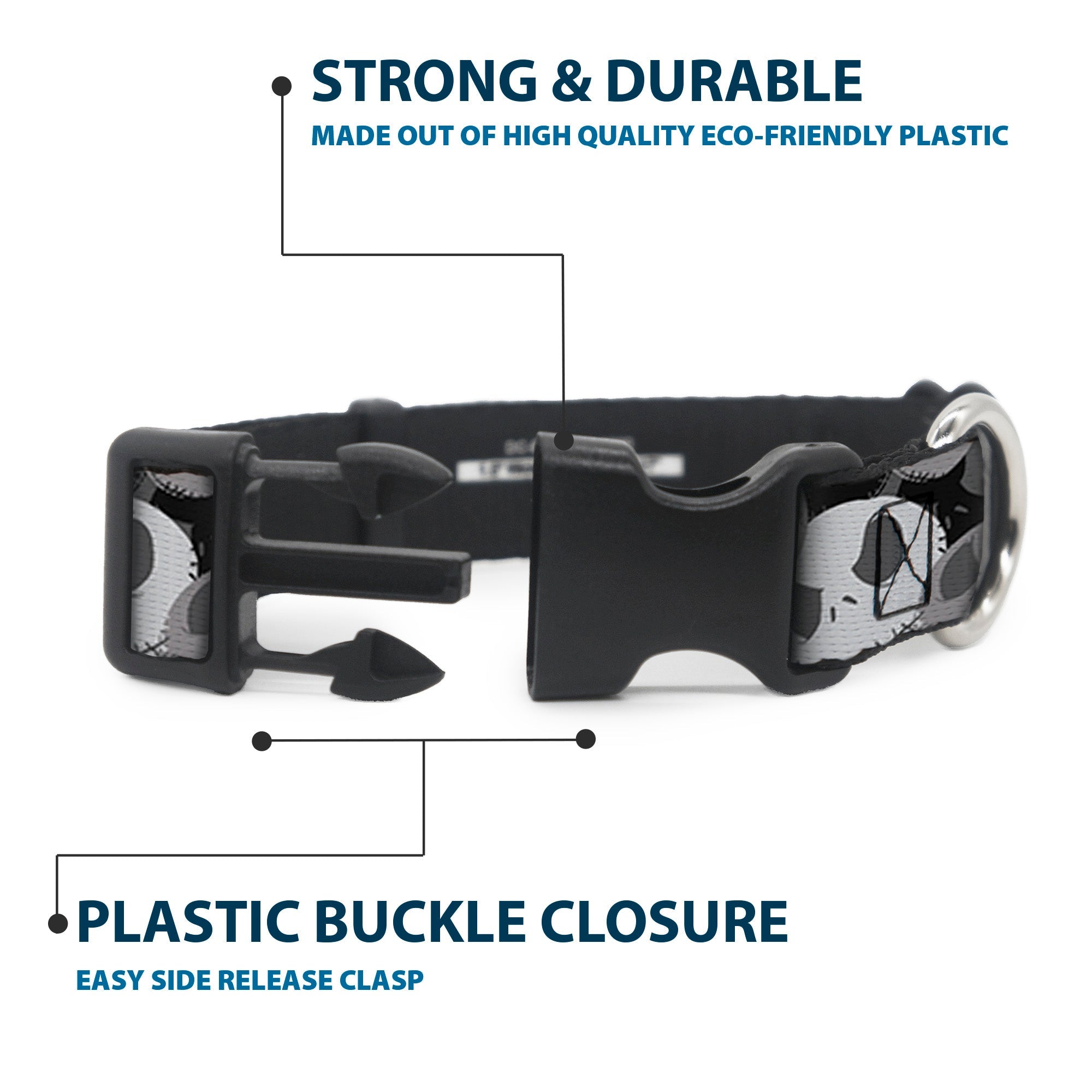 Plastic Clip Collar - Nightmare Before Christmas Jack Expression Stacked Black/Grays