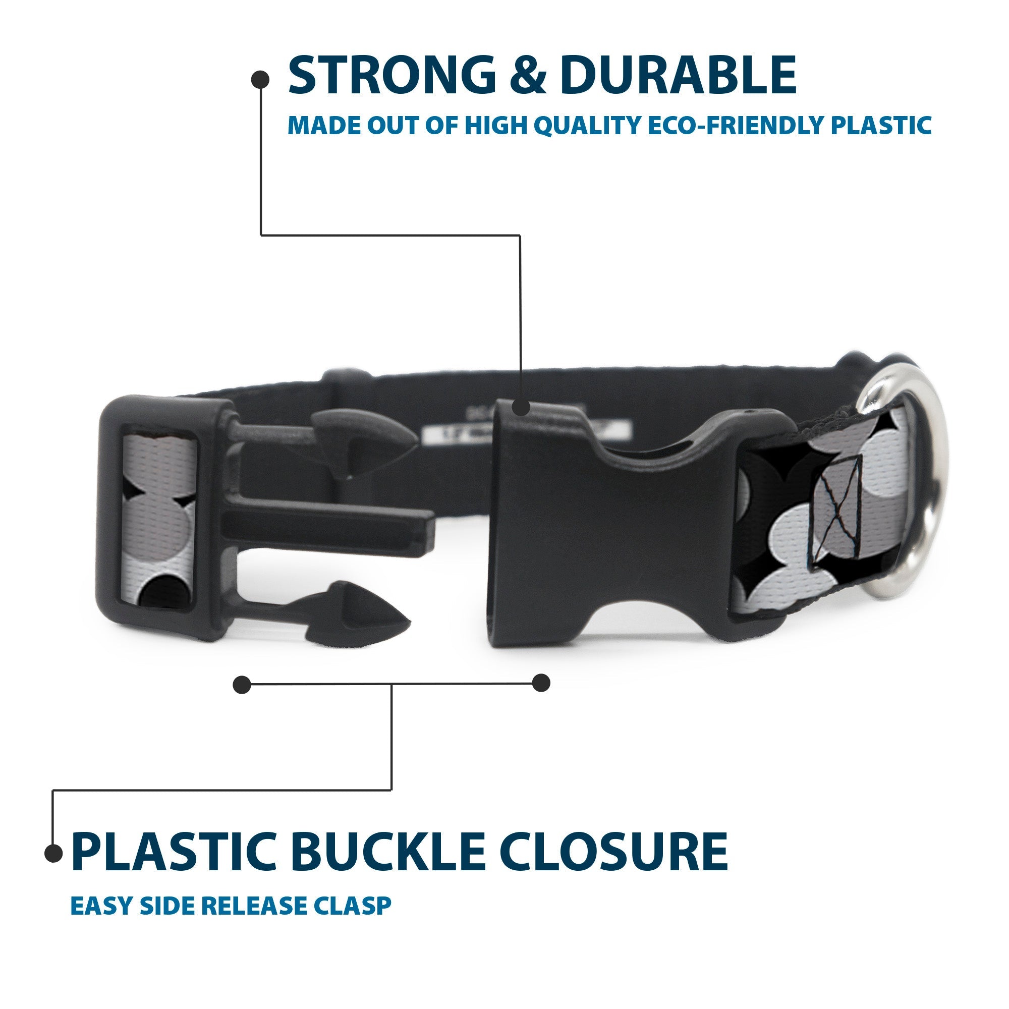 Plastic Clip Collar - Mickey Mouse Head Stacked Black/Grays