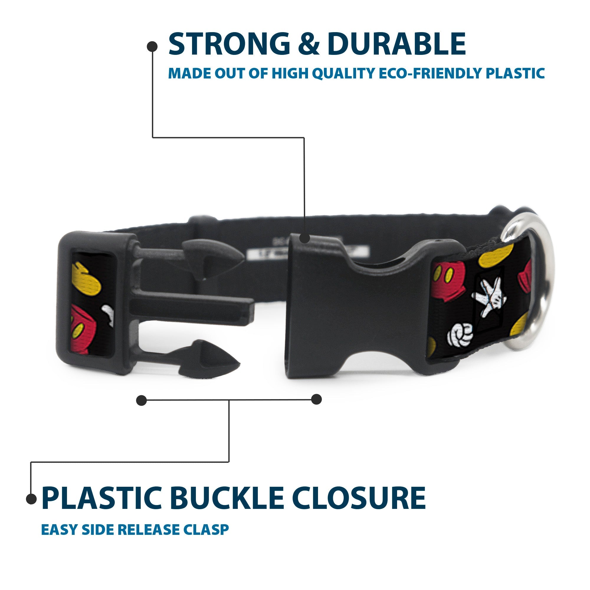 Plastic Clip Collar - Mickey Mouse Costume Elements Scattered Black
