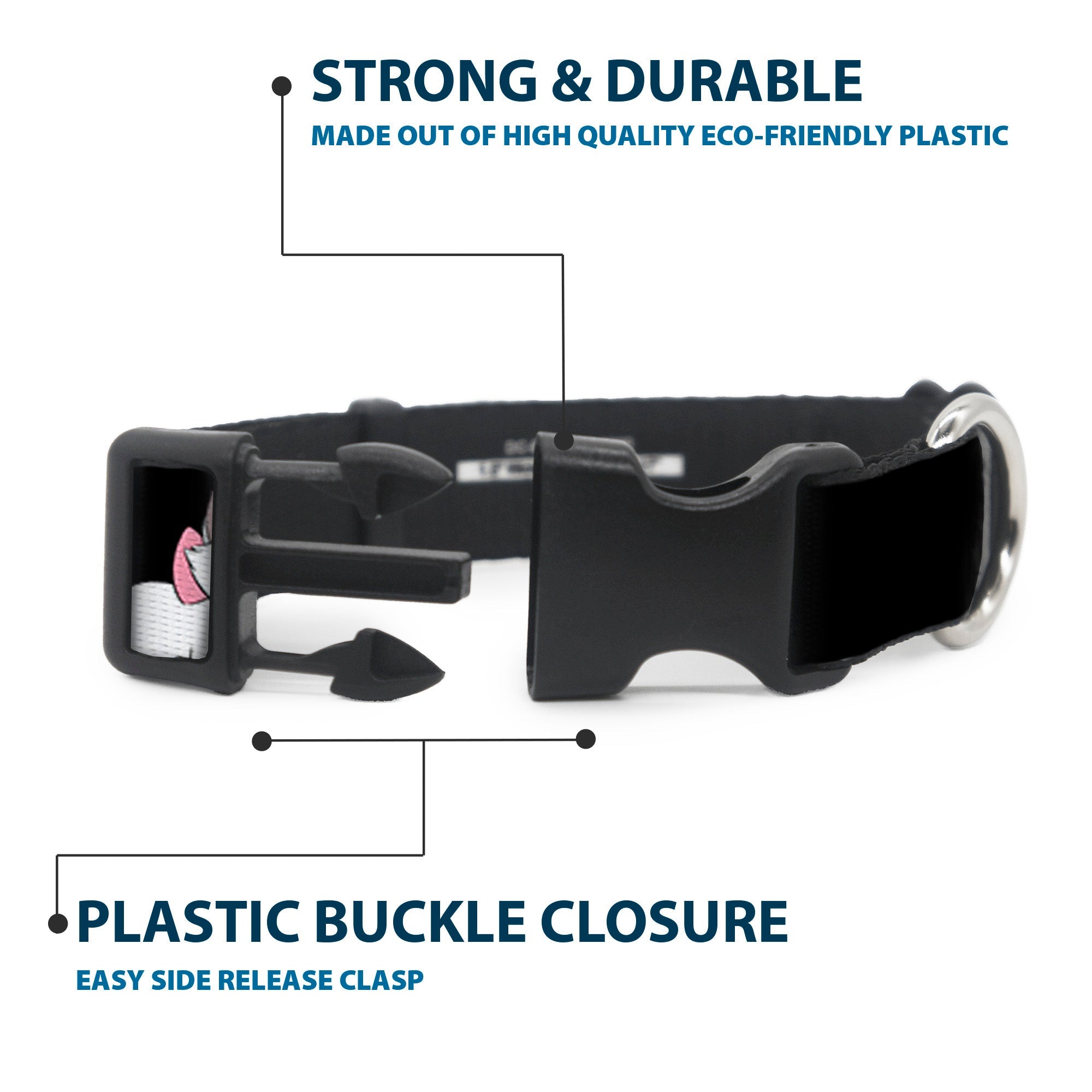 Plastic Clip Collar - Aristocats Marie 3-Poses BECAUSE IM A LADY THATS WHY Black/White/Pink