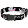 Plastic Clip Collar - Aristocats Marie 3-Poses BECAUSE IM A LADY THATS WHY Black/White/Pink