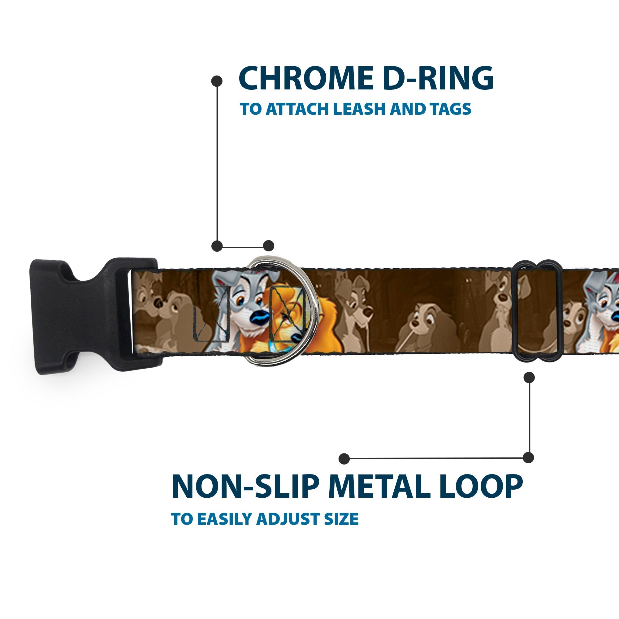 Plastic Clip Collar - Lady and Tramp 2-Poses/Spaghetti Kiss Scene Browns