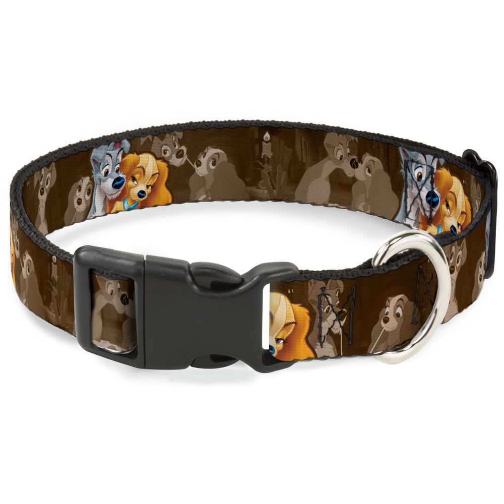 Plastic Clip Collar - Lady and Tramp 2-Poses/Spaghetti Kiss Scene Browns