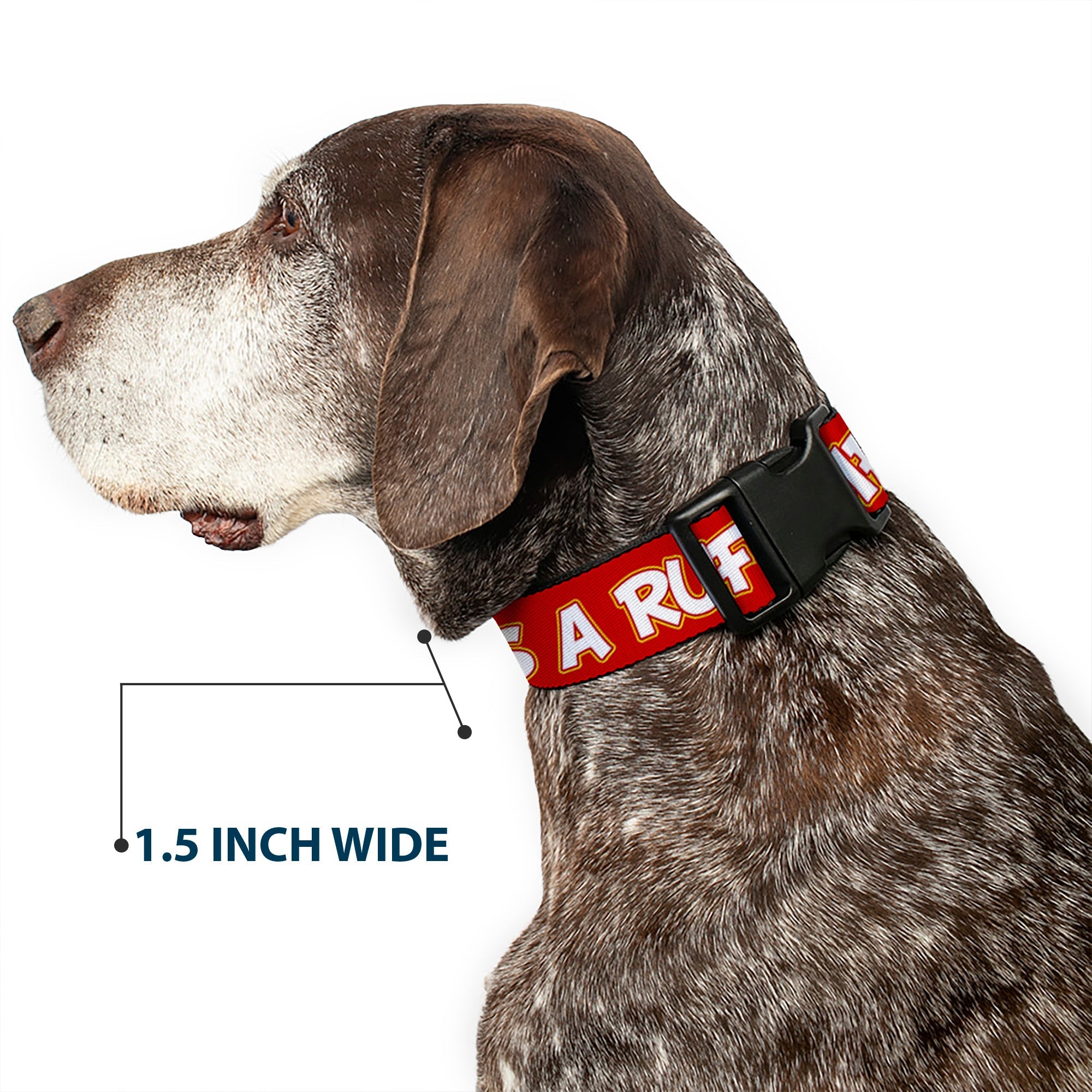 Plastic Clip Collar - Pluto 2-Pose ITS A RUFF LIFE Red/Yellow/White