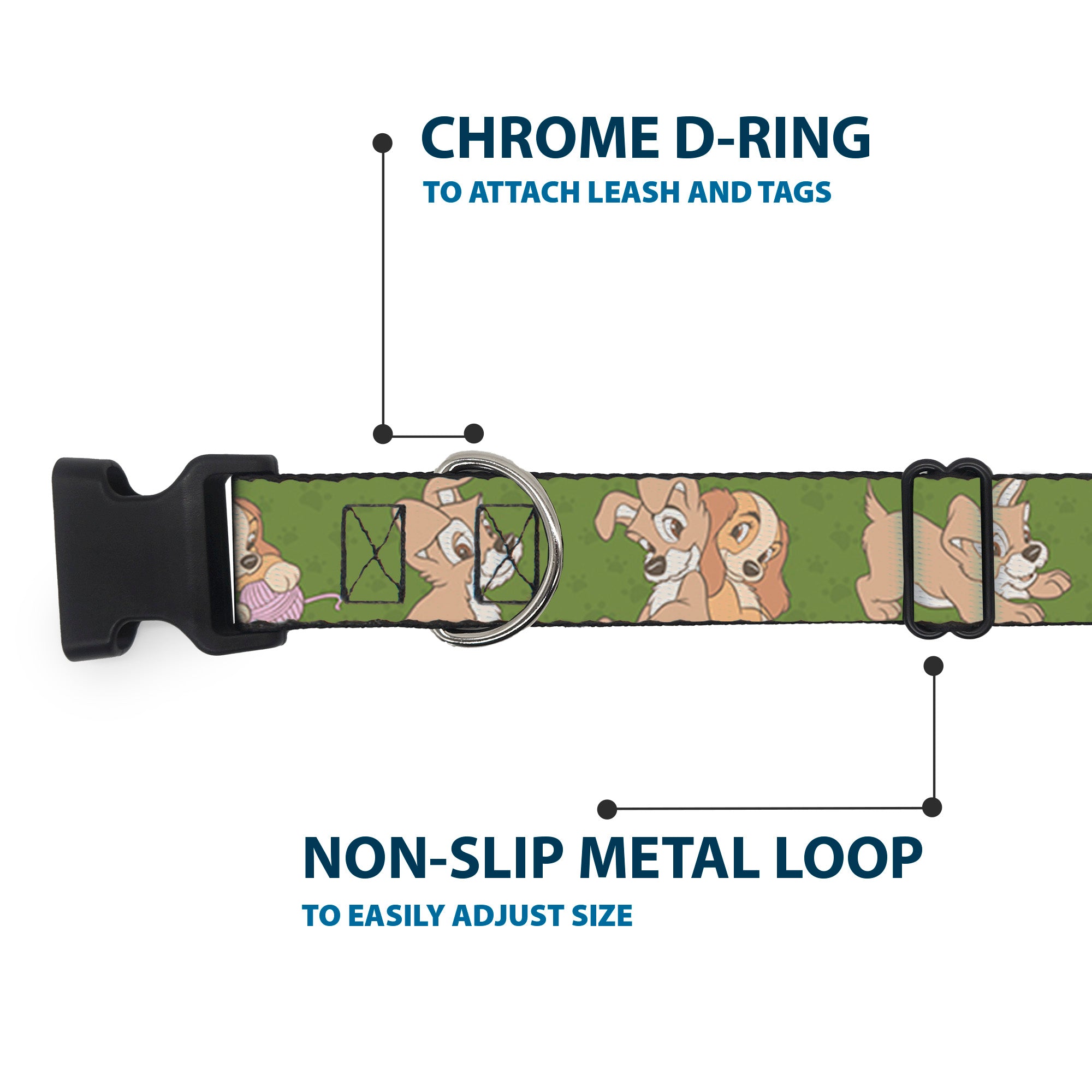 Plastic Clip Collar - Lady and Tramp 6-Poses Olive Green