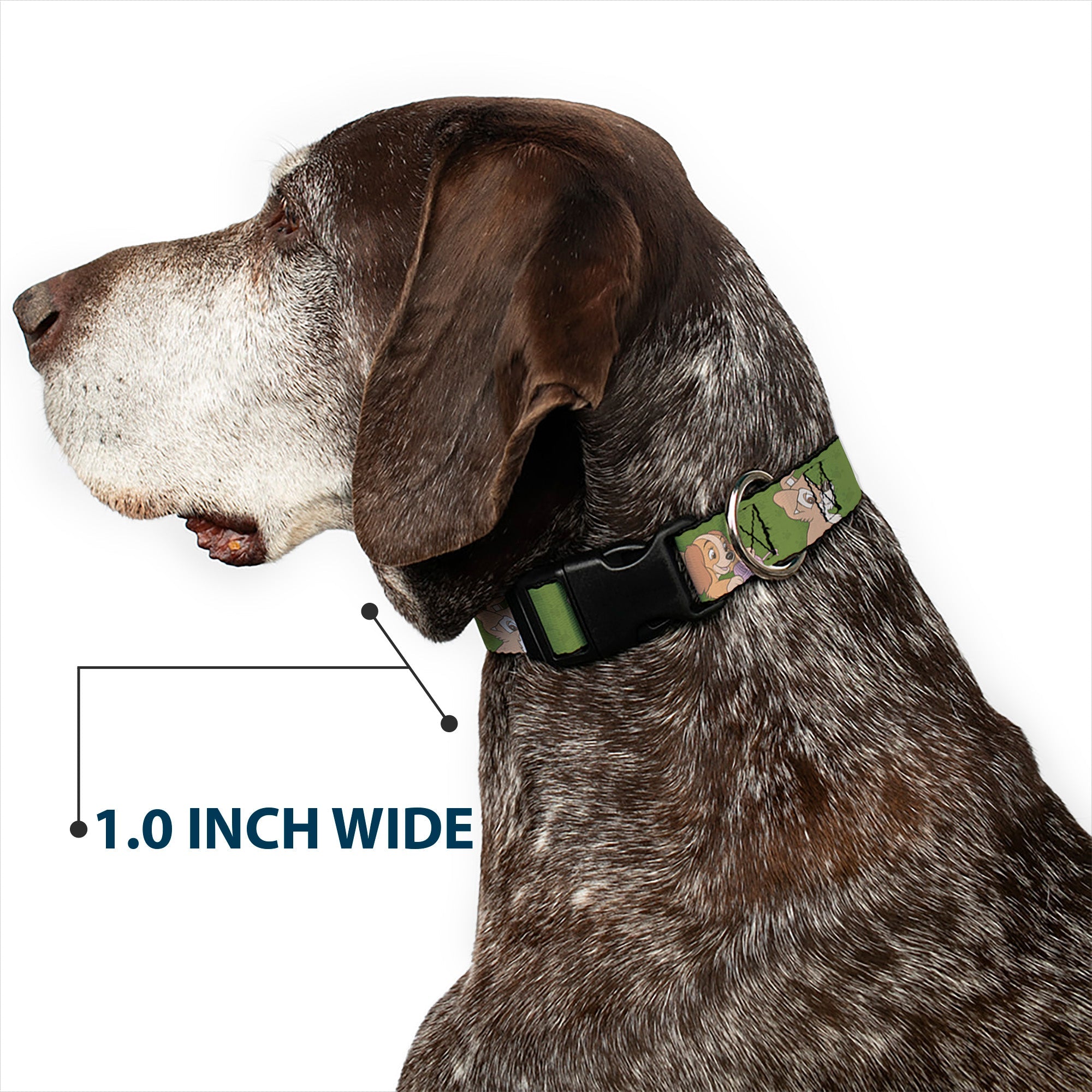 Plastic Clip Collar - Lady and Tramp 6-Poses Olive Green