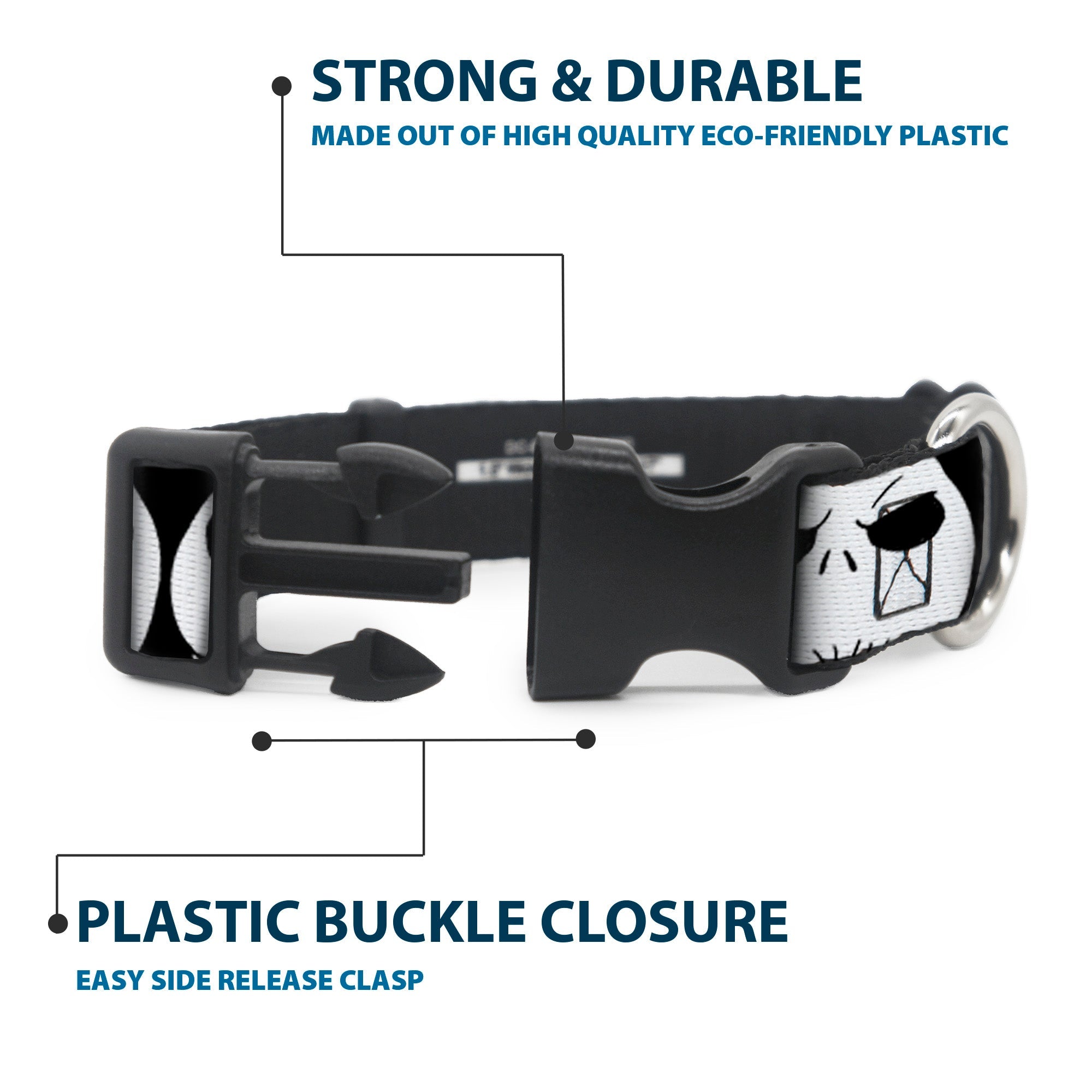 Plastic Clip Collar - Nightmare Before Christmas 7-Jack Expressions CLOSE-UP Black/White