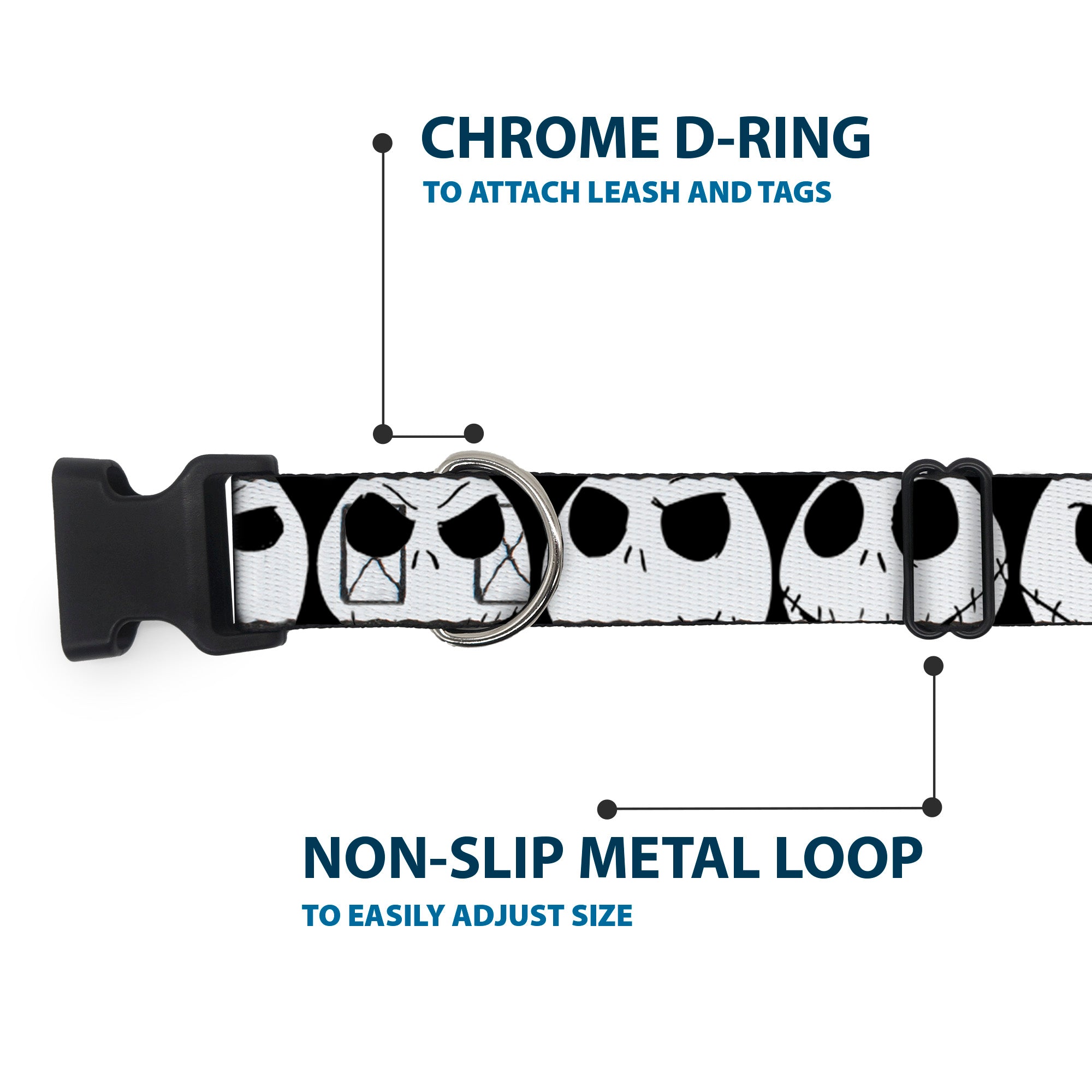 Plastic Clip Collar - Nightmare Before Christmas 7-Jack Expressions CLOSE-UP Black/White