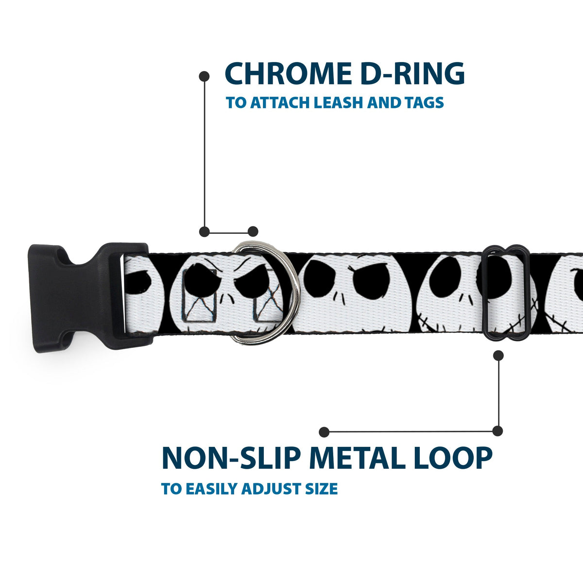 Plastic Clip Collar - Nightmare Before Christmas 7-Jack Expressions CLOSE-UP Black/White