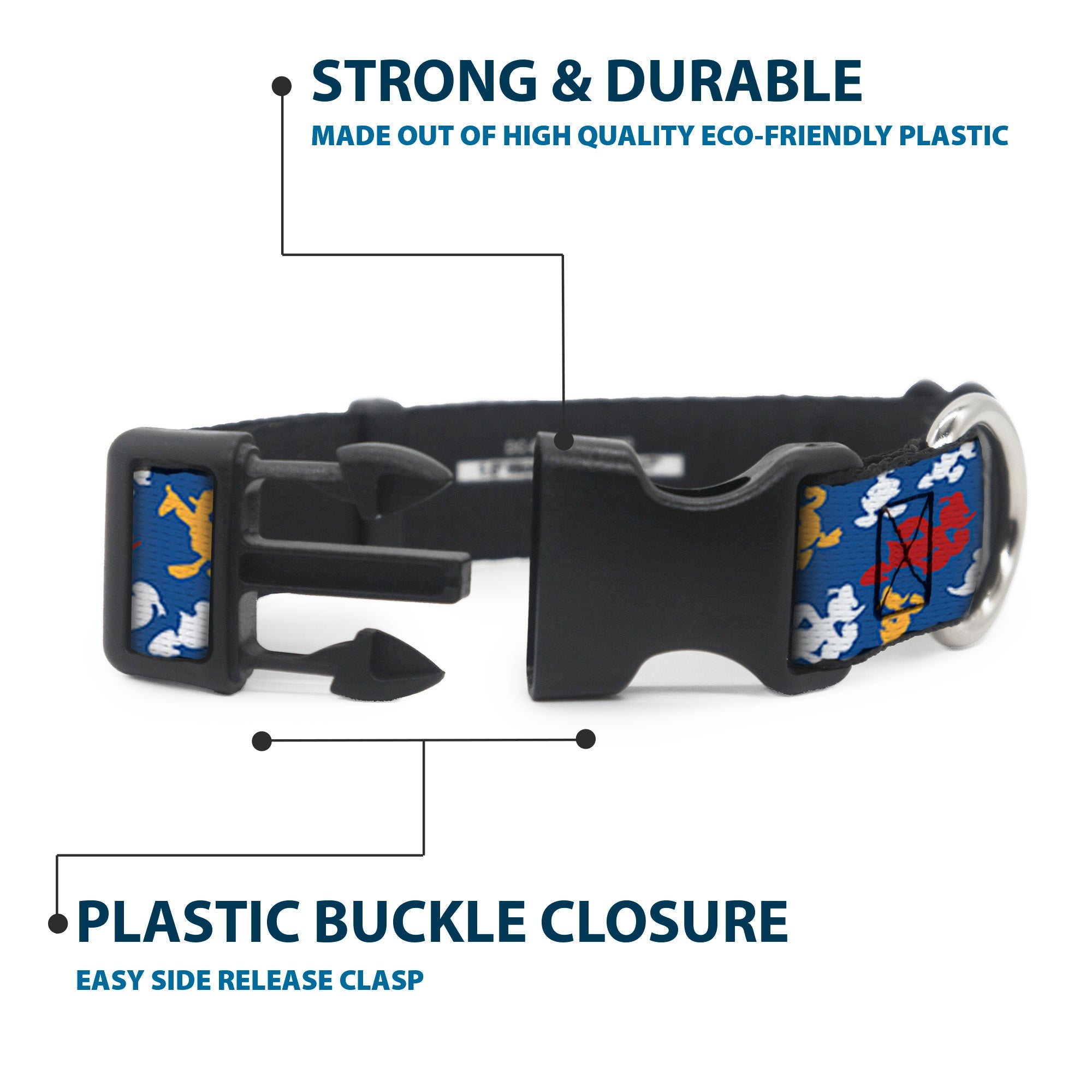Plastic Clip Collar - Donald Duck Face/Poses Scattered Blue/White/Red/Yellow