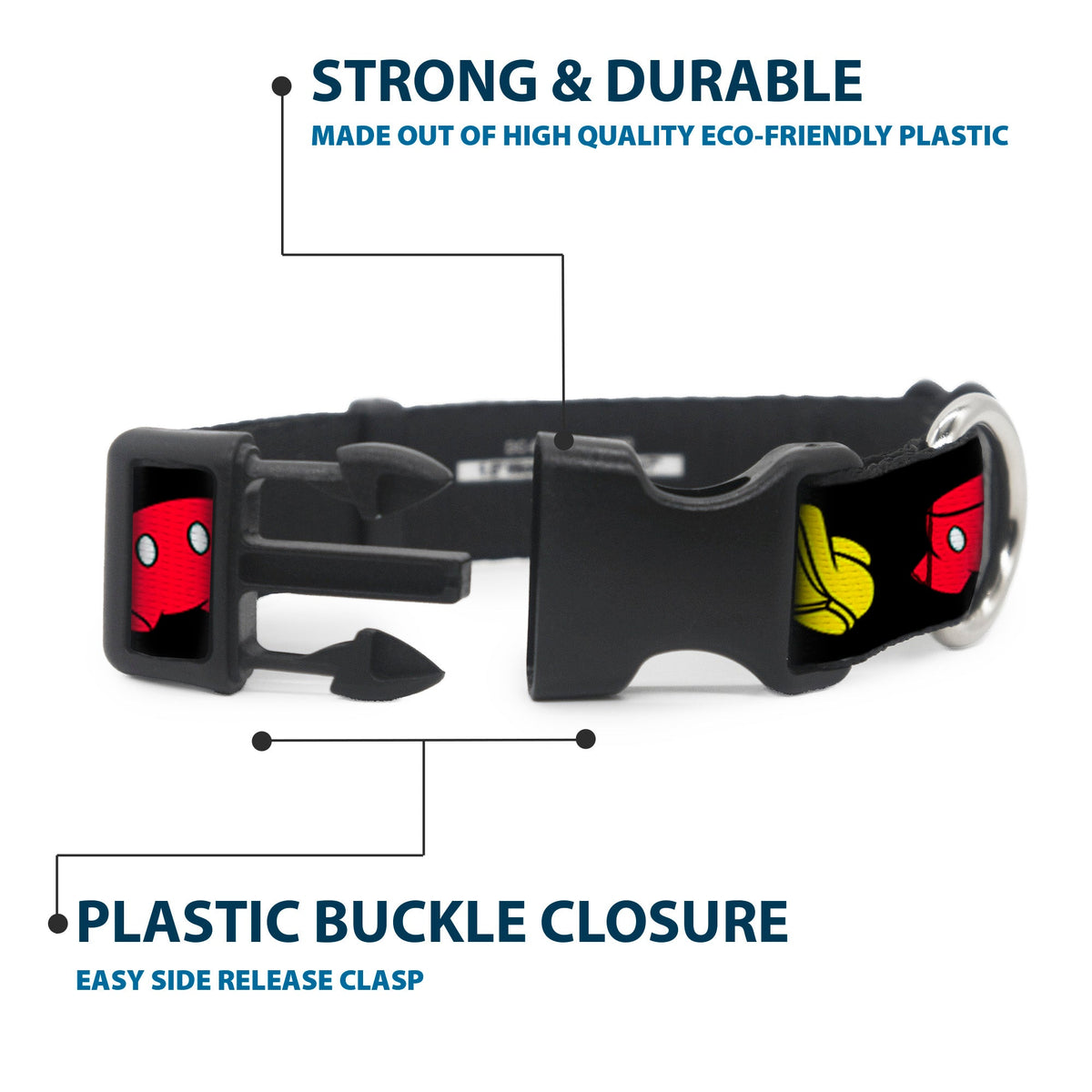Plastic Clip Collar - Mickey Mouse Shorts and Shoes Black/Red/Yellow