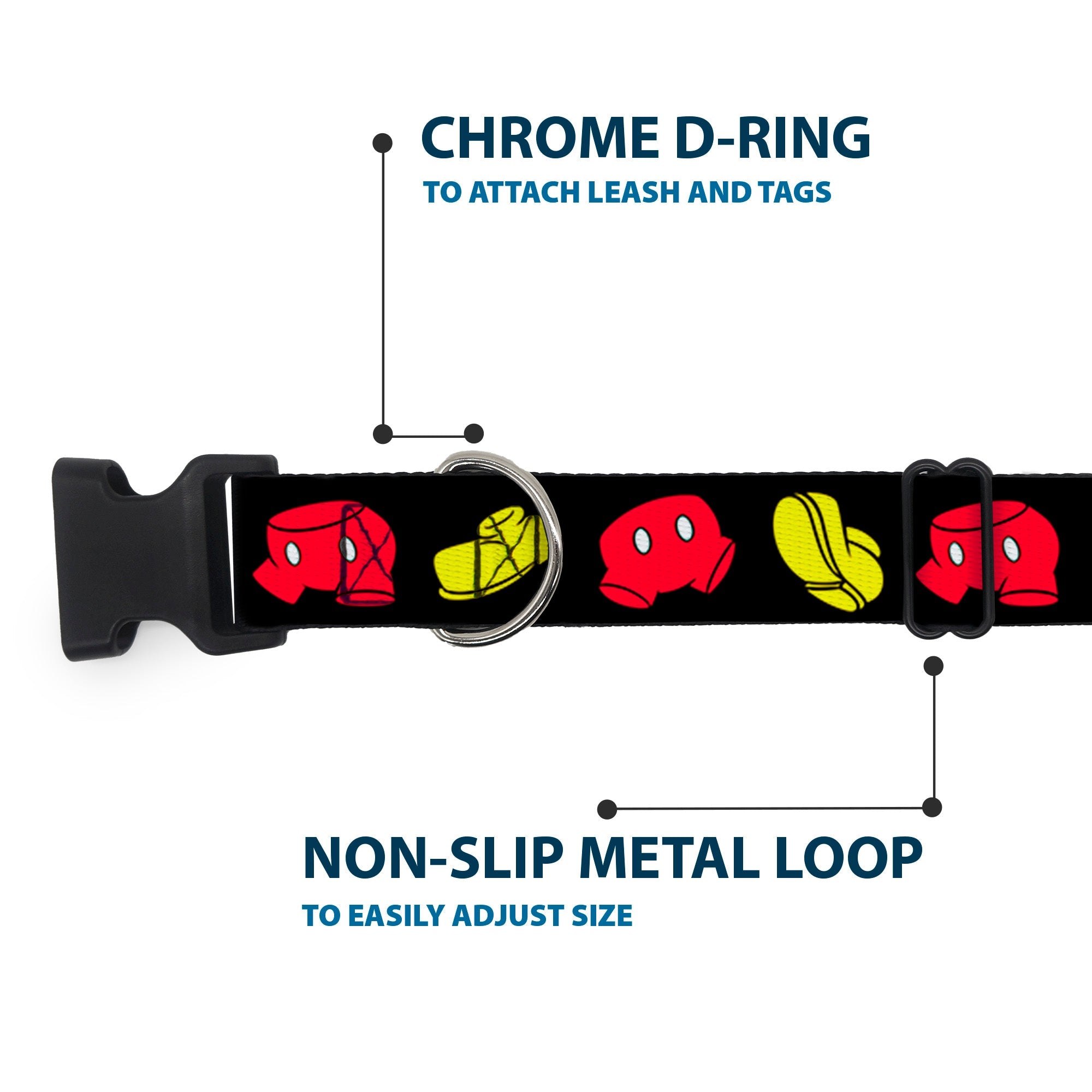 Plastic Clip Collar - Mickey Mouse Shorts and Shoes Black/Red/Yellow