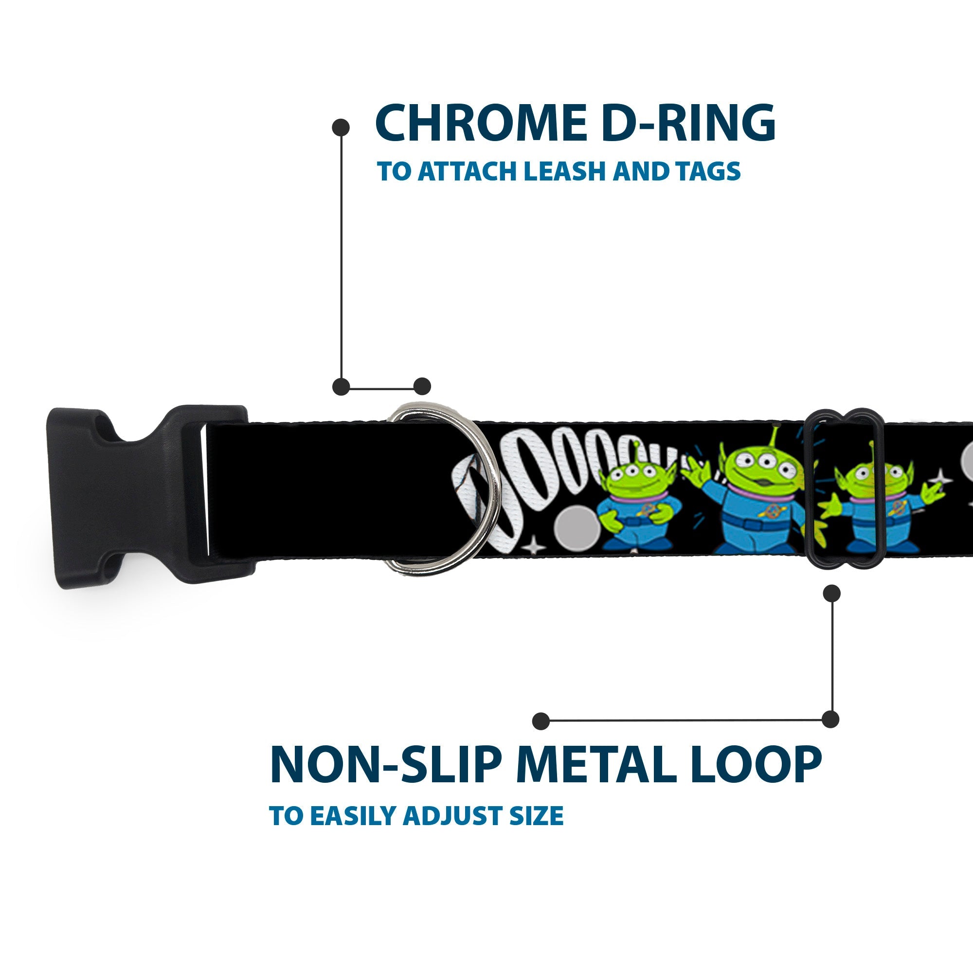 Plastic Clip Collar - Toy Story 3-Aliens OOOOOHHH Black/White/Gray